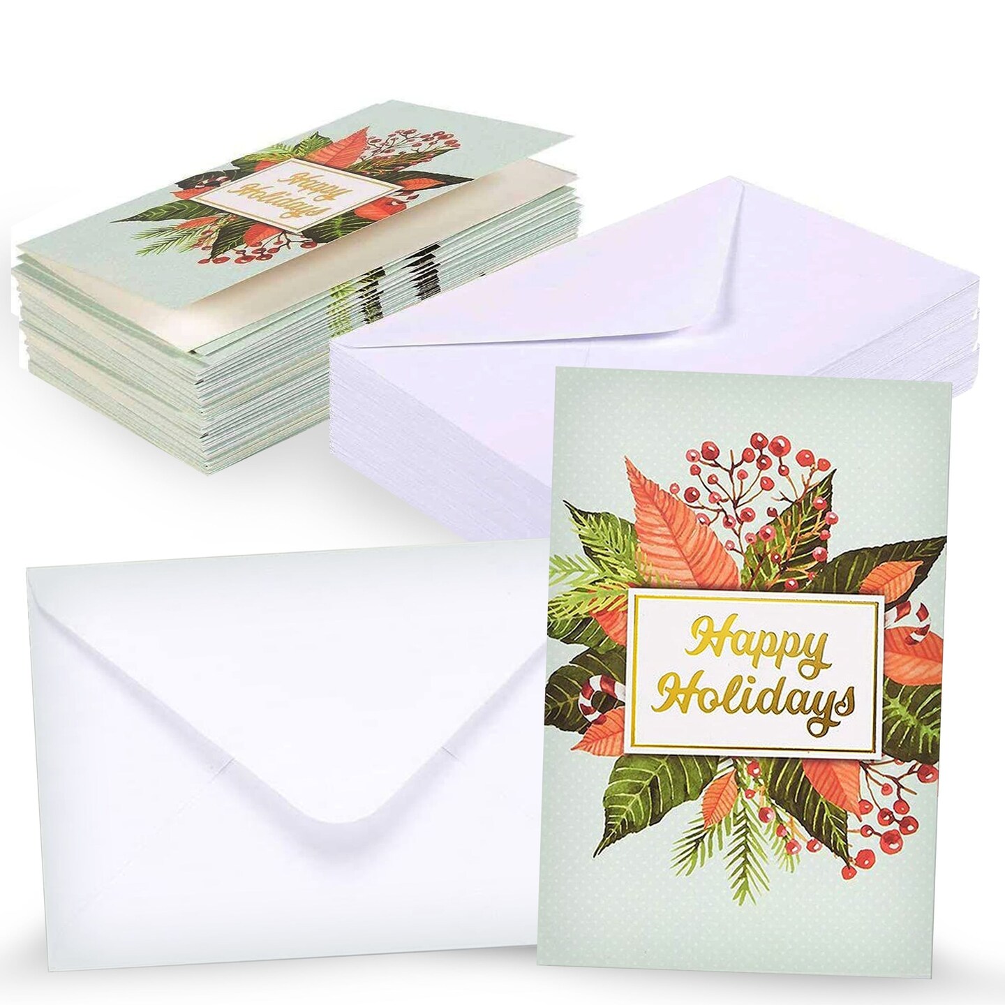Best Paper Greetings 48 Pack Merry Christmas Greeting Cards, 4x6 Inches Xmas Note Cards Box Set, Holiday Cards with Envelopes Blank Inside for Holiday Greetings, Mistletoe Design