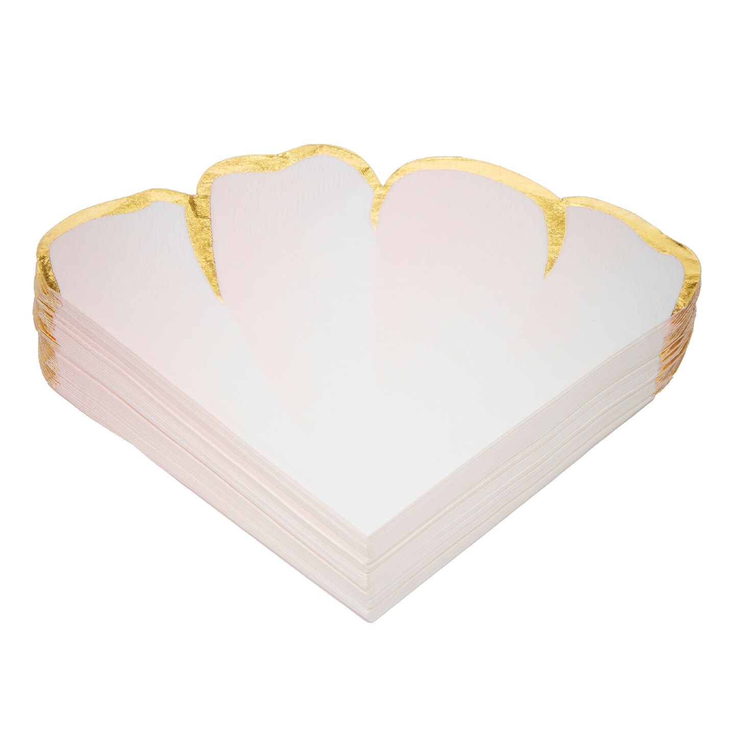 BLUE PANDA 50 Pack Pink &#x26; Gold Petal Floral Paper Napkins, 6.25x6 Inches, Scalloped Napkins for Birthday, Wedding, Bridal Shower, Tea Party &#x26; More