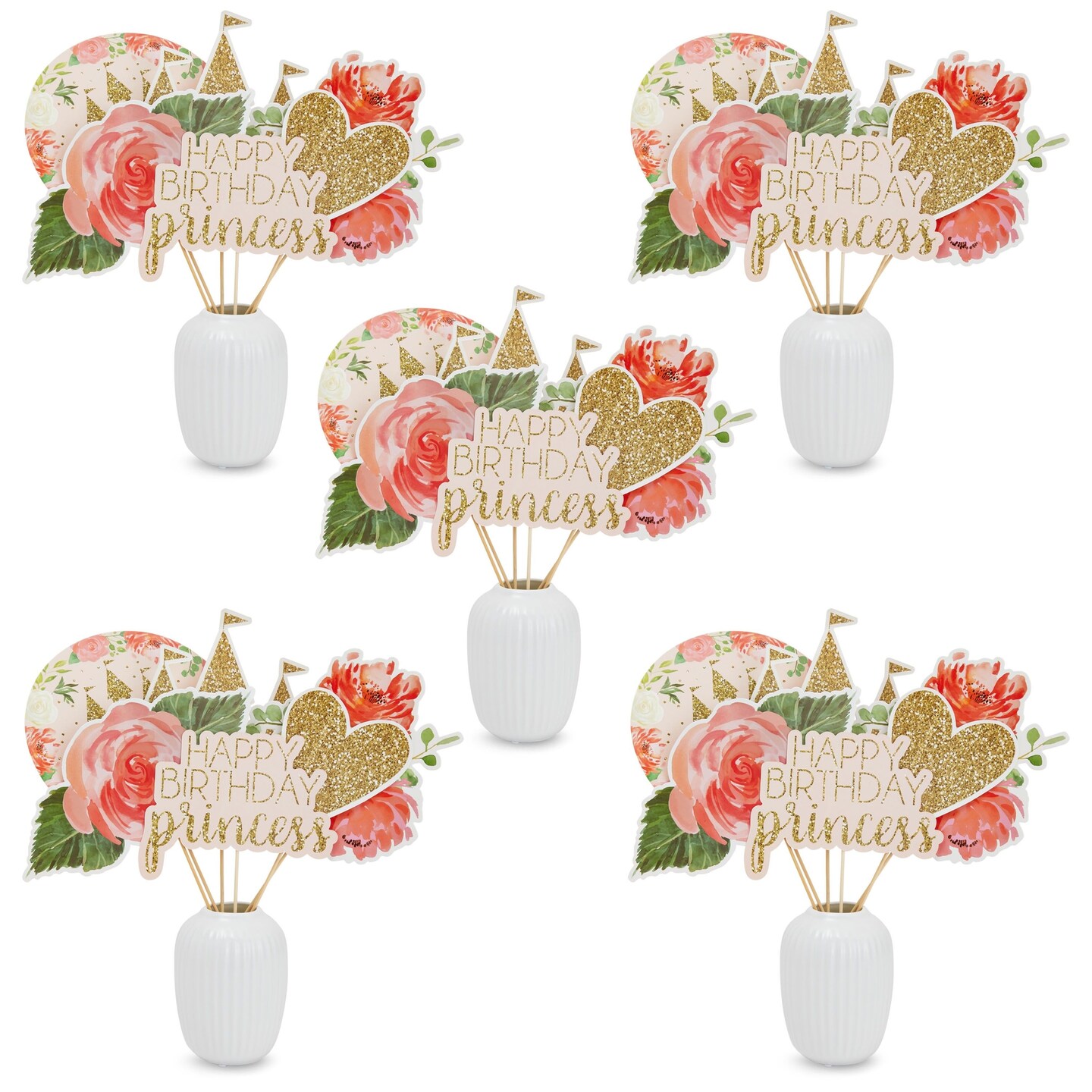 30 Pieces Princess Birthday Party Decorations, Baby Shower Table Decorations Center Sticks Table Toppers