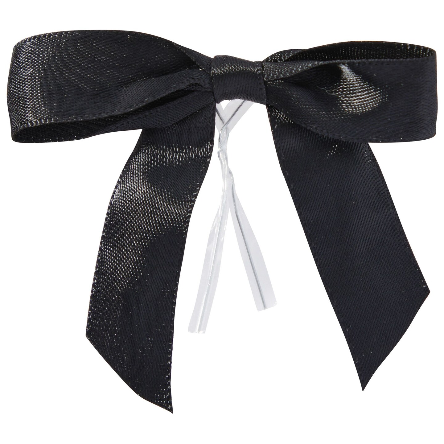 100-Pack Twist Tie Bows - Black 3&#x22; Satin Ribbon Small Bows For Gift Wrapping Treats Party Favors Craft Decoration