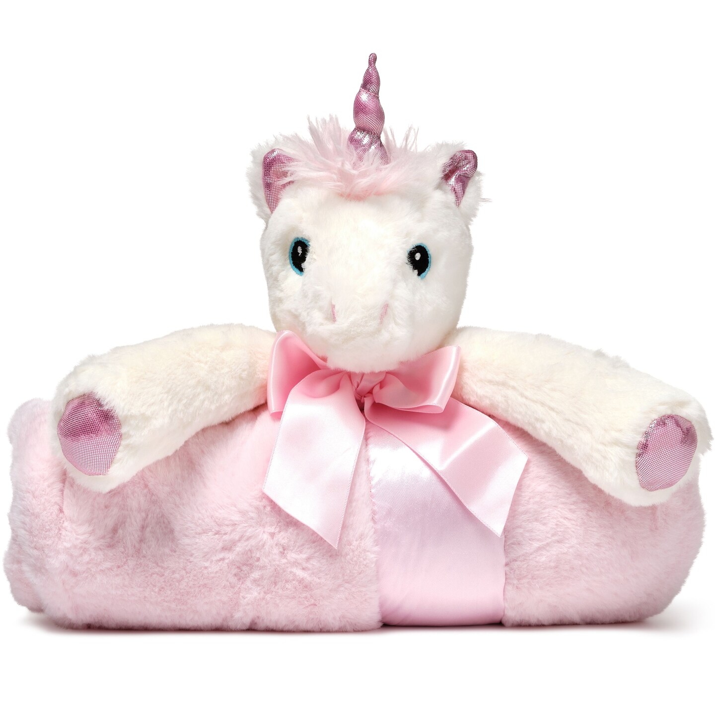 Bearington Baby Cuddle Me Dreamer, Pink Unicorn Large Size Security Blanket, 28.5&#x22; x 28.5&#x22;