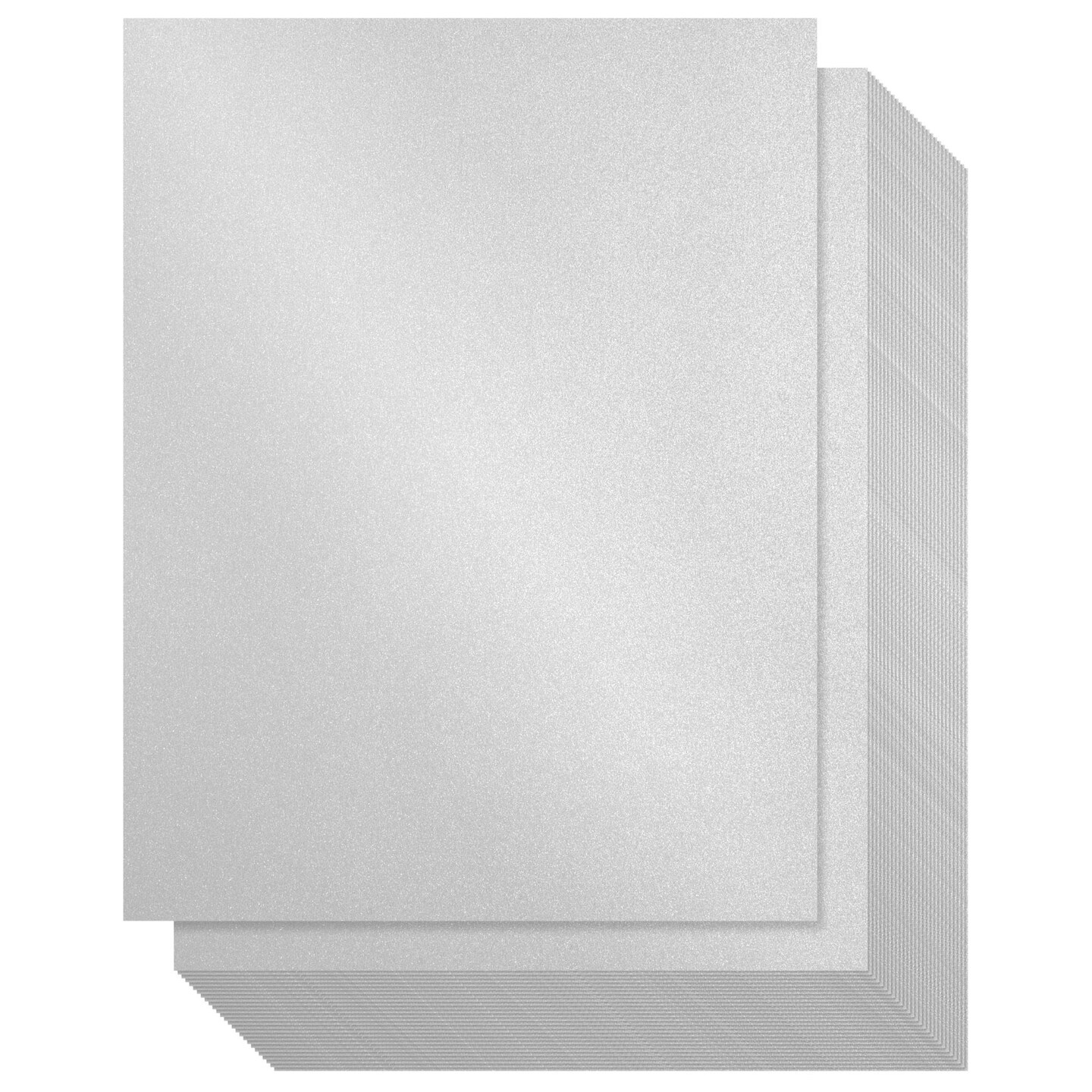 96 Sheet Silver Shimmer Metallic Cardstock, Double-Sided Paper for Scrapbooking, DIY Projects (8.5x11 In, 250 gsm)