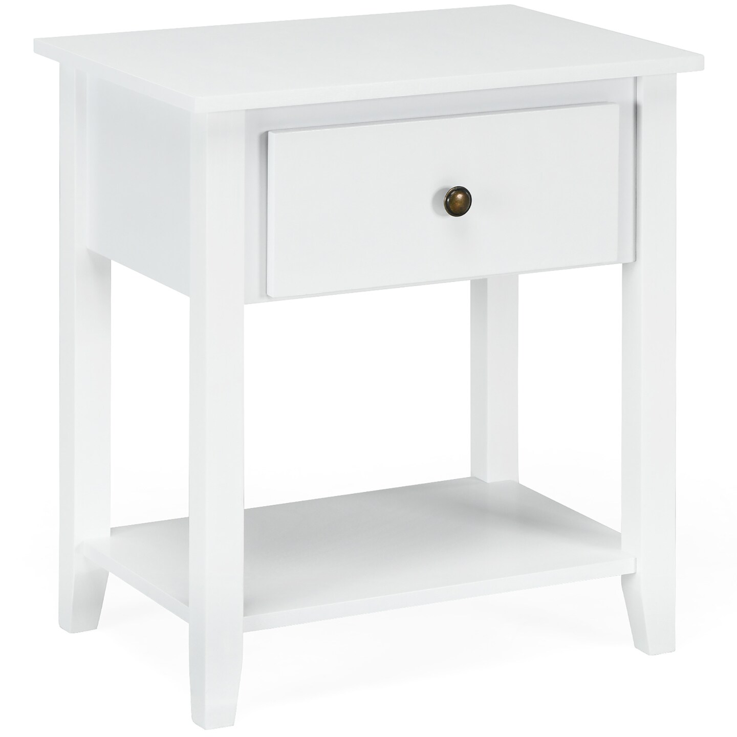 Costway Nightstand Beside Table Chest Sofa Table End Table Accent Table White