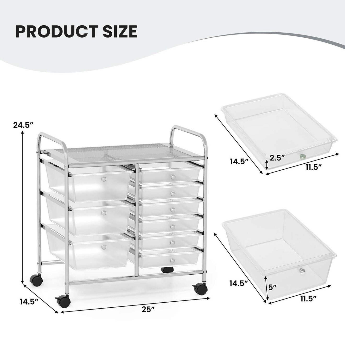 Costway 9 Drawer Rolling Organizer Cart Utility Storage Tools Scrapbook Paper Multi-Use Macaron/White/Hot Pink/Light Pink/Clear/Black