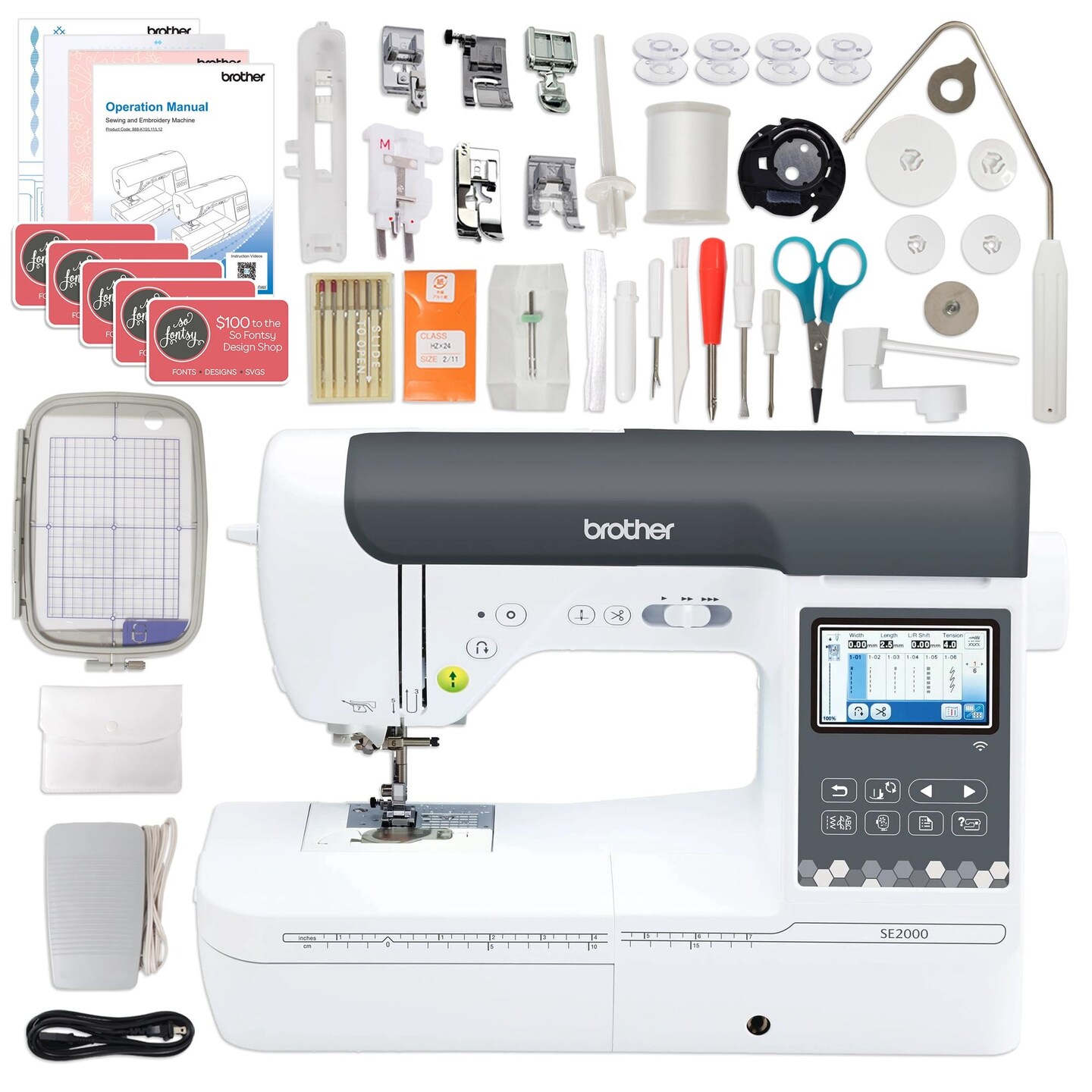 Brother SE2000 Embroidery &#x26; Sewing Machine w/ 130 Thread Spools &#x26; Accessories