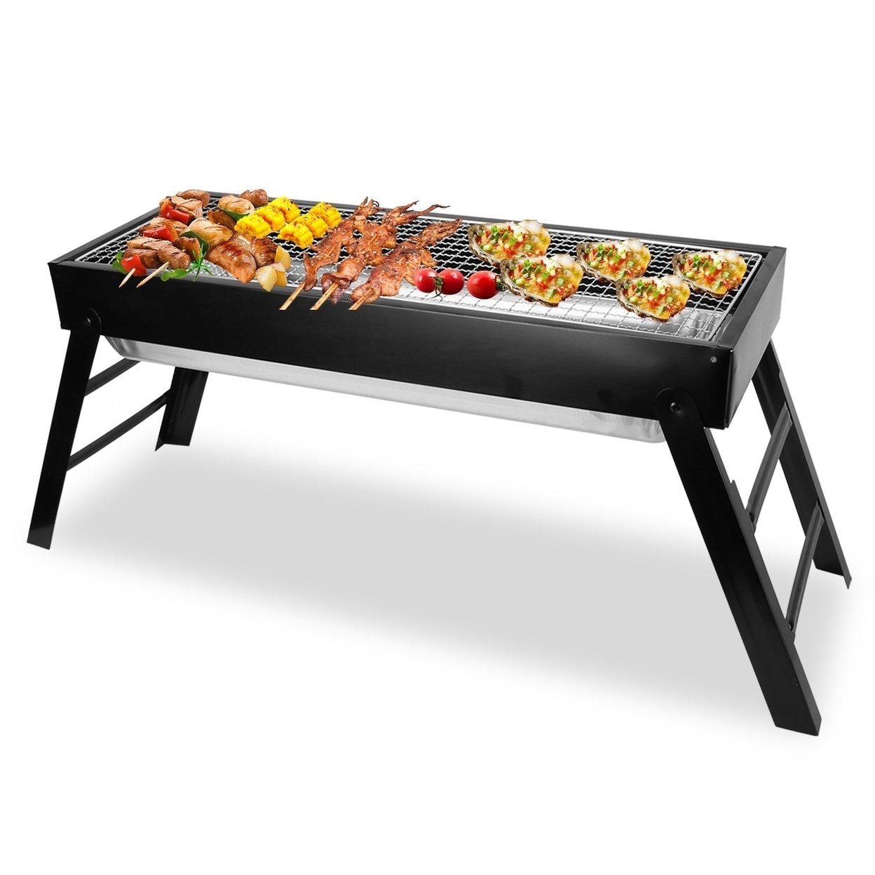 Foldable Charcoal Bbq Grill Stainless Steel Grill Net Easy Setup Portable Tabletop Barbecue Grill For Camping Picnic