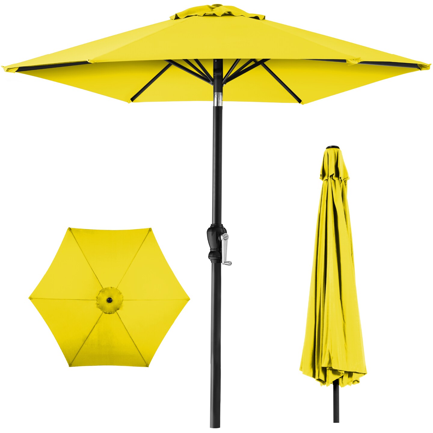 Best Choice Products 10ft Outdoor Steel Market Patio Umbrella w/ Crank, Tilt Push Button, 6 Ribs