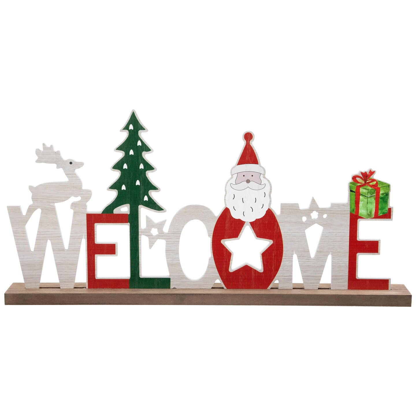 Northlight Wooden &#x22;Welcome&#x22; Christmas Sign - 16&#x22; - Red and White