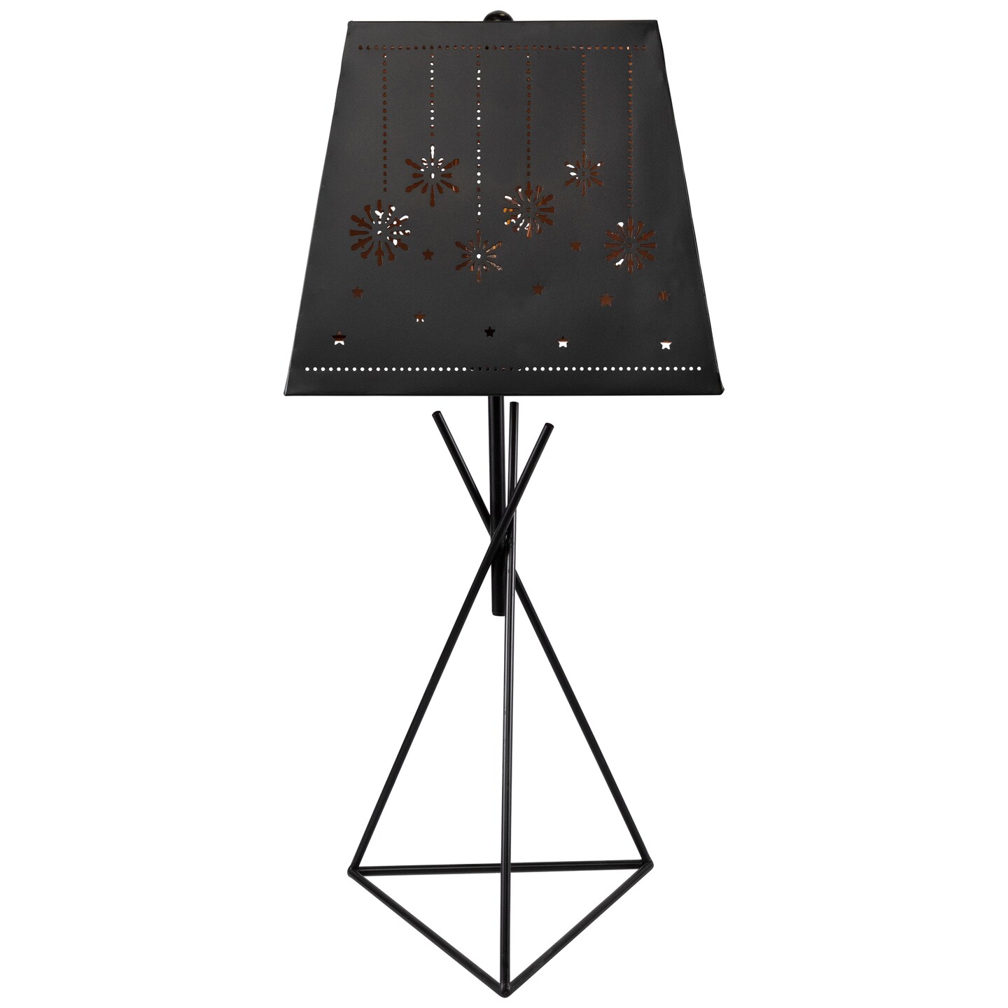 Northlight Snowflakes and Stars Iron Table Lamp with Shade - 27.75" - Black and Copper