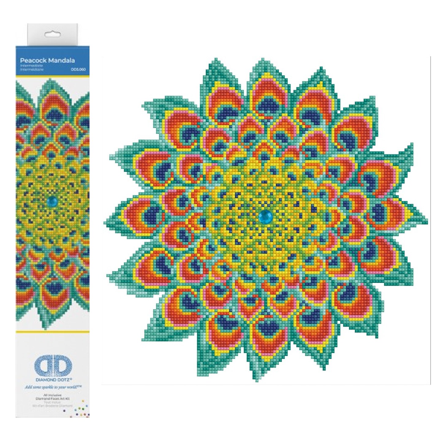 Diamond Dotz Peacock Mandala Pattern Diamond Painting Kits for Adults - Diamond Art Kits a Relaxing Creative Craft Kit with Dotz Gems 13x13
