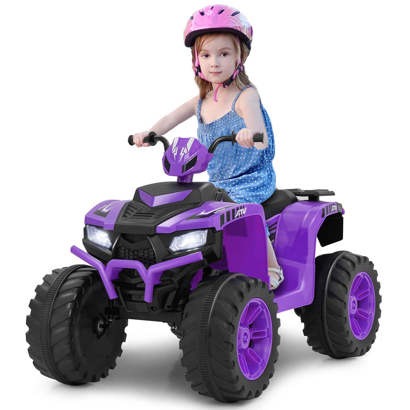 Honeyjoy 24V Kids Ride On Electric ATV 4 Wheeler Quad Car with Wireless Connection Black Blue Pink Red Purple Michaels