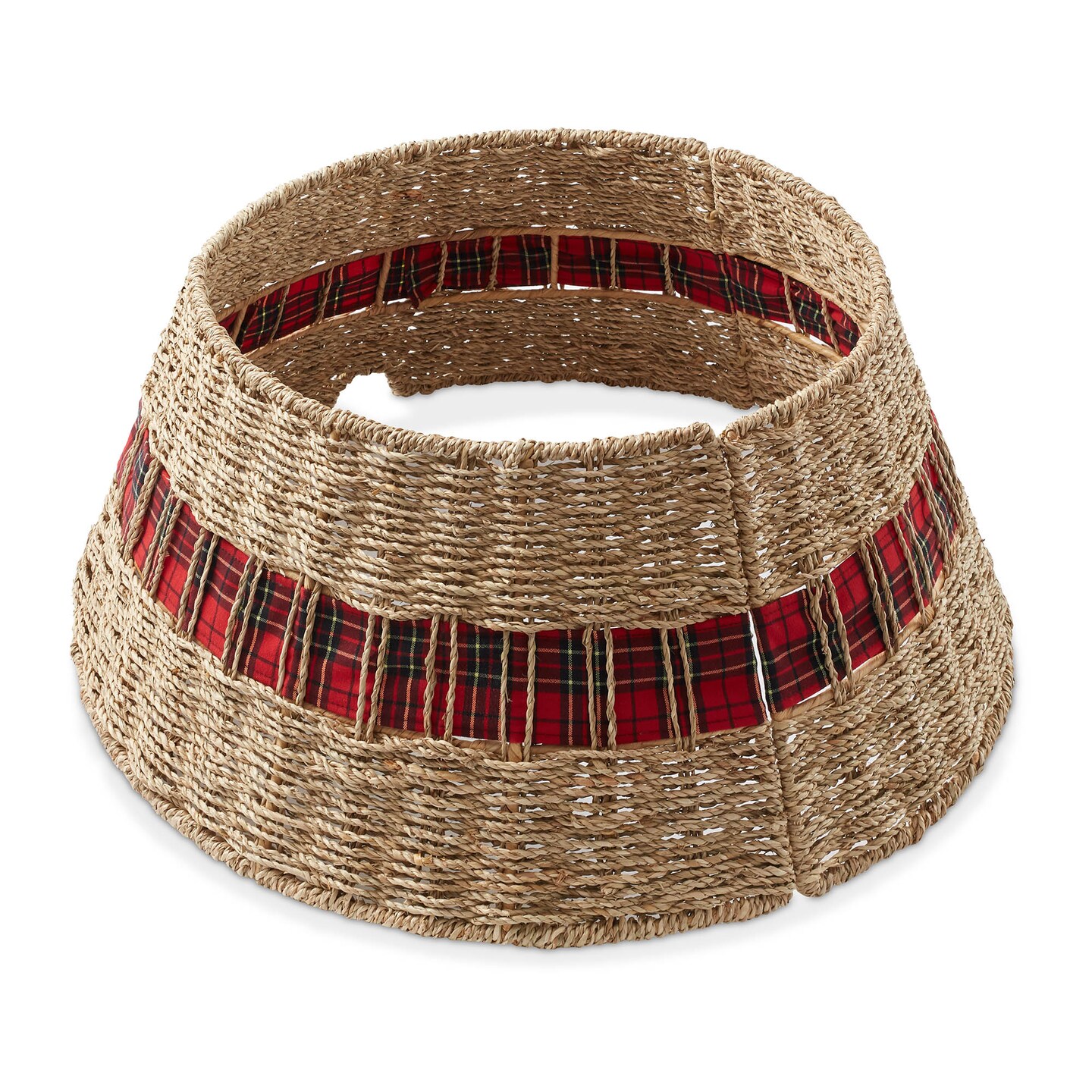 Casafield Christmas Tree Collar, Woven Farmhouse Tree Base Cover with Cord Cut Out