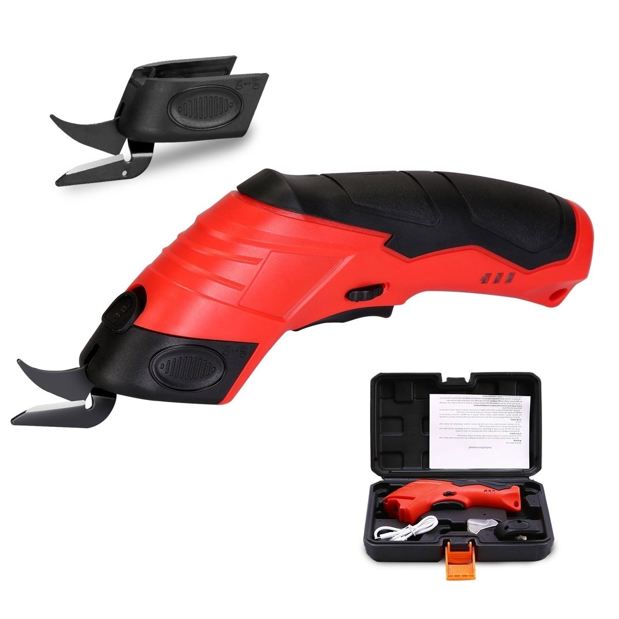 Cordless Electric Scissors Automatic Shears Cutting Tool With Rechargeable Battery 2 Replaceable Blades 10000Rpm Fabric