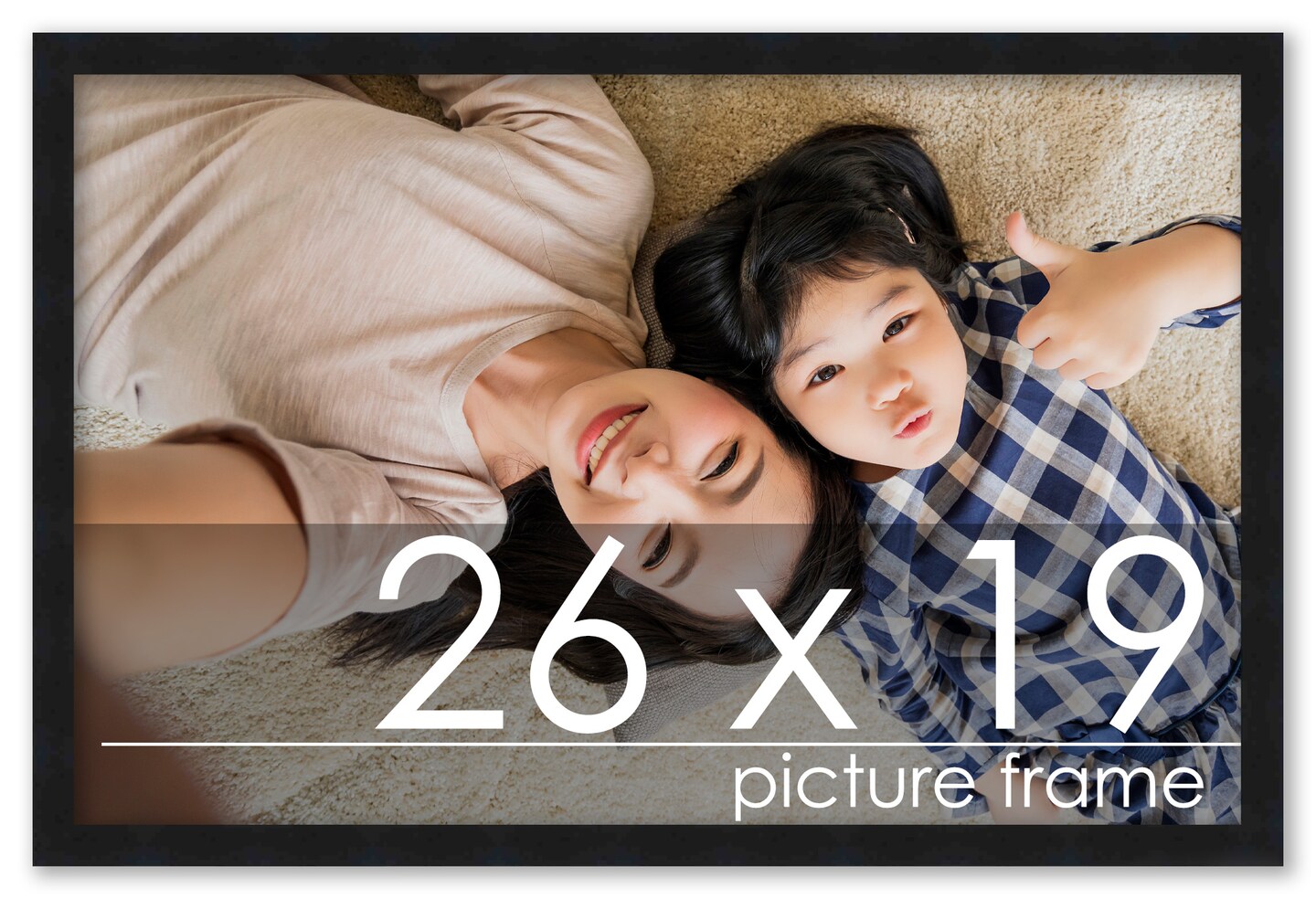 Classic Modern Black Picture Frame - UV Acrylic, Backing Board, Hanging Hardware Included