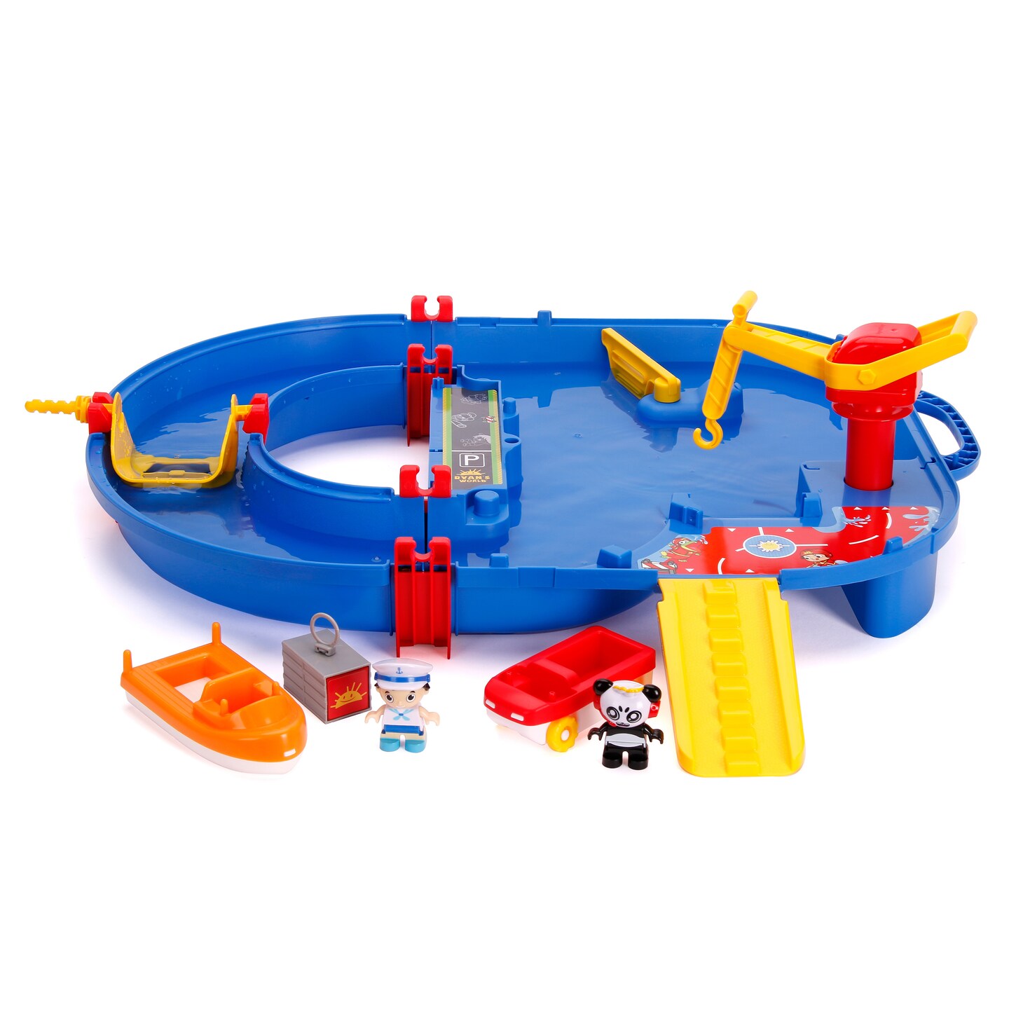 AquaPlay - Ryan\&#x27;s World Playset, Indoor and Outdoor Water Toy, Red and Blue Water Table, 2 Characters, 2 Boats Included