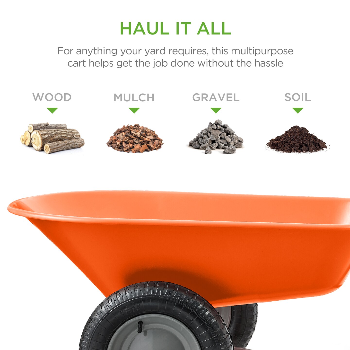Best Choice Products Dual-Wheel Home Wheelbarrow Yard Garden Cart for Lawn, Construction