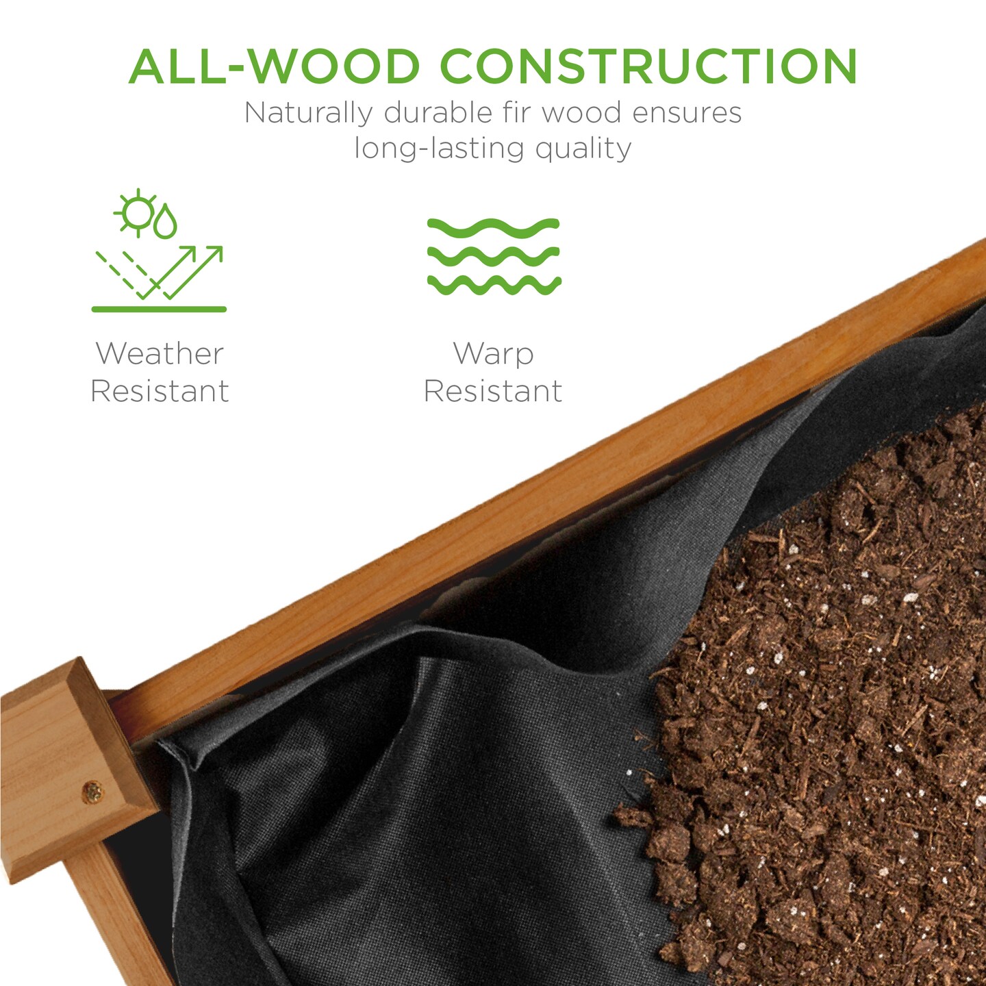 Best Choice Product 48x24x30in Raised Garden Bed, Elevated Wooden Planter for Yard w/ Foot Caps, Bed Liner