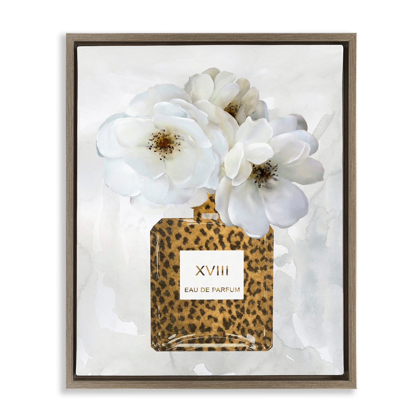 Stupell Industries Leopard Pattern Perfume Bottle Framed Floater Canvas Wall Art