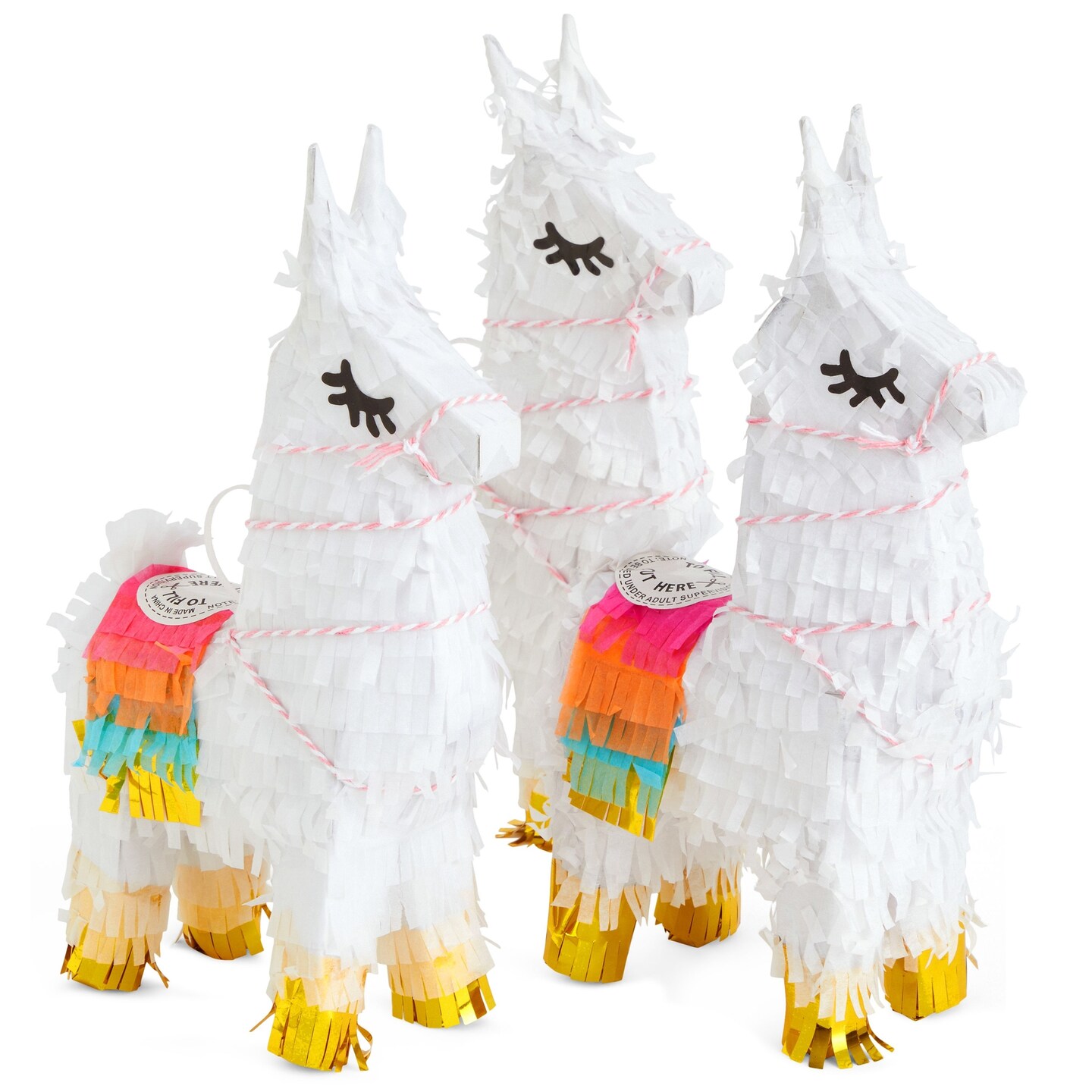 3 Pack Mini Llama Pinata for Birthday Party, Fiesta, Cinco de Mayo Decorations (4.9 x 2.1 x 10.2 Inches)