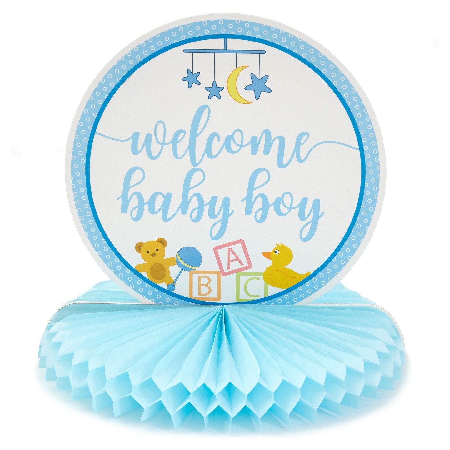 6 Pack Boy Baby Shower Table Decorations, Yellow Duck Honeycomb Centerpieces (8.25 x 7.5 In)
