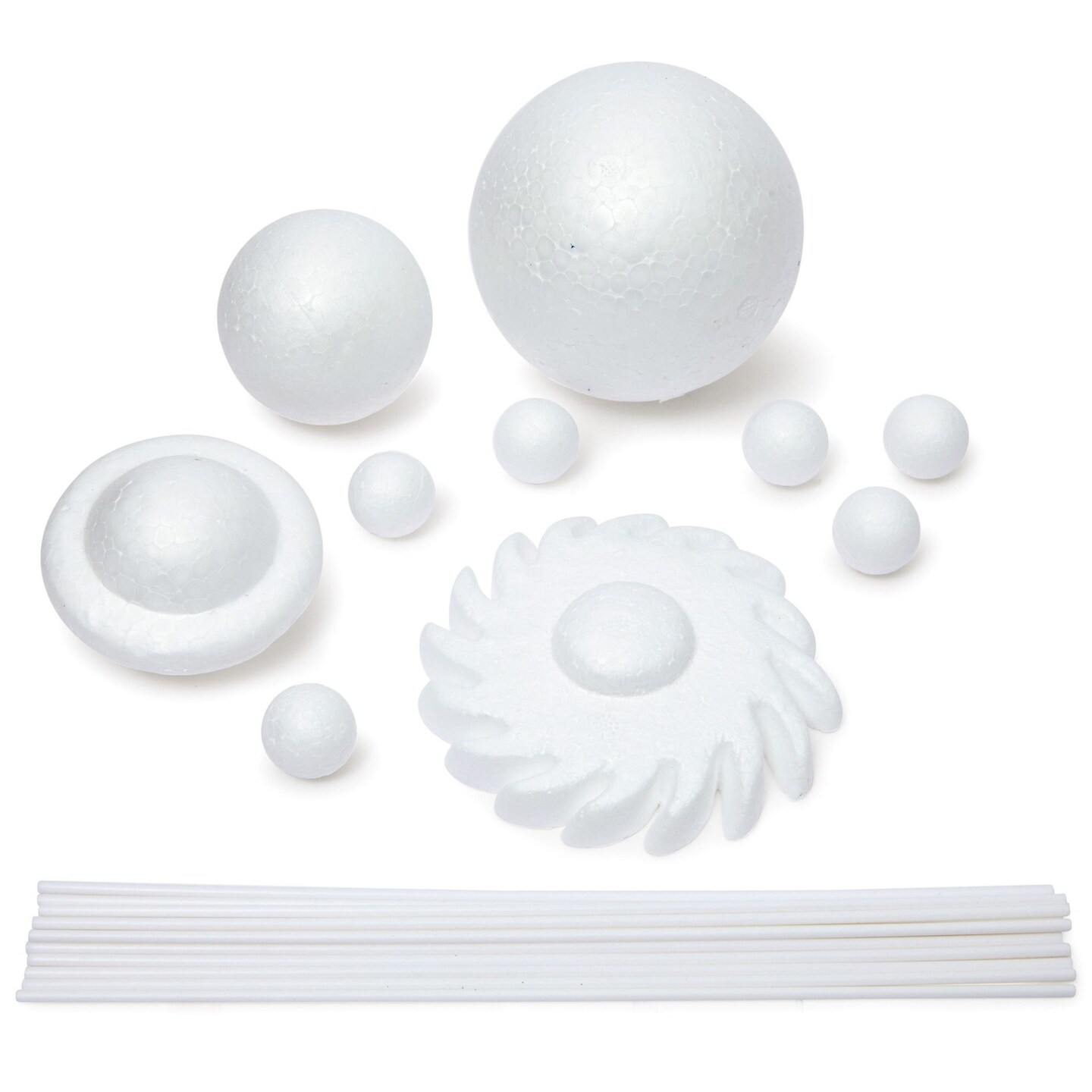 22 Piece 3D Solar System Model Kit for Crafts, Outer Space Science Projects, White Polystyrene Foam Balls for Painting and Coloring, Spheres and Dowels Included