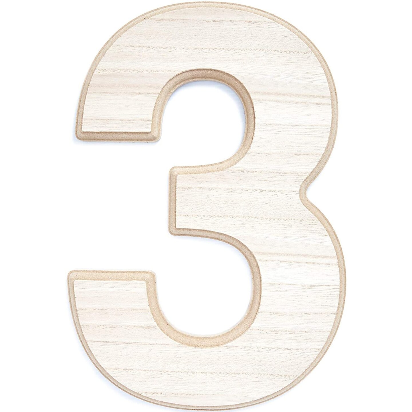 Unfinished Wood Number 3 for Crafts (12 in)
