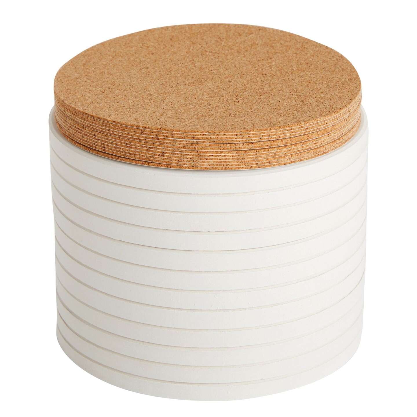 12 Round Unglazed Ceramic Tiles for Crafts with 12 Cork Pads for DIY Coasters, Acrylic Pouring, Alcohol Ink, White Blank Coasters for Painting, Art Projects (4.2 In)