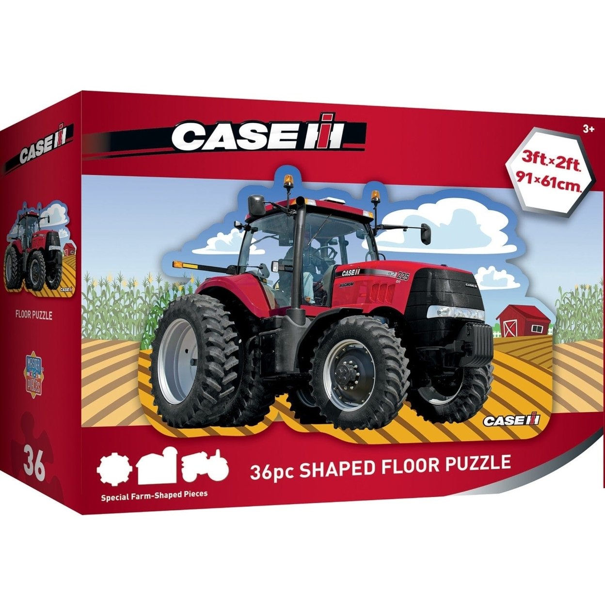 Case Ih Tractor 36 Piece Floor Puzzle For Kids Red Shaped Pieces Ages 3+