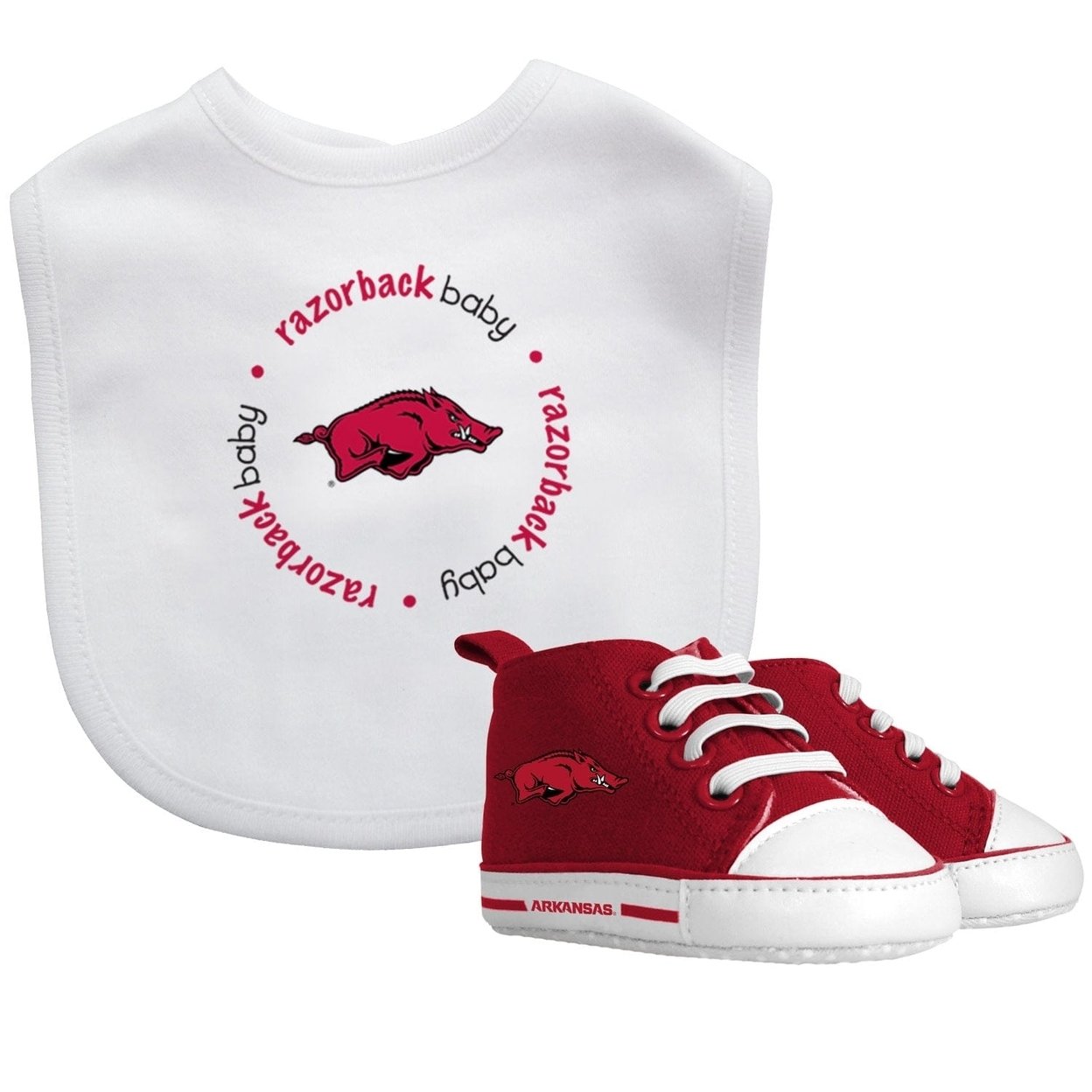 Arkansas Razorbacks Baby Gift Set 2-Piece Bib And Pre-Walker Shoes Unisex