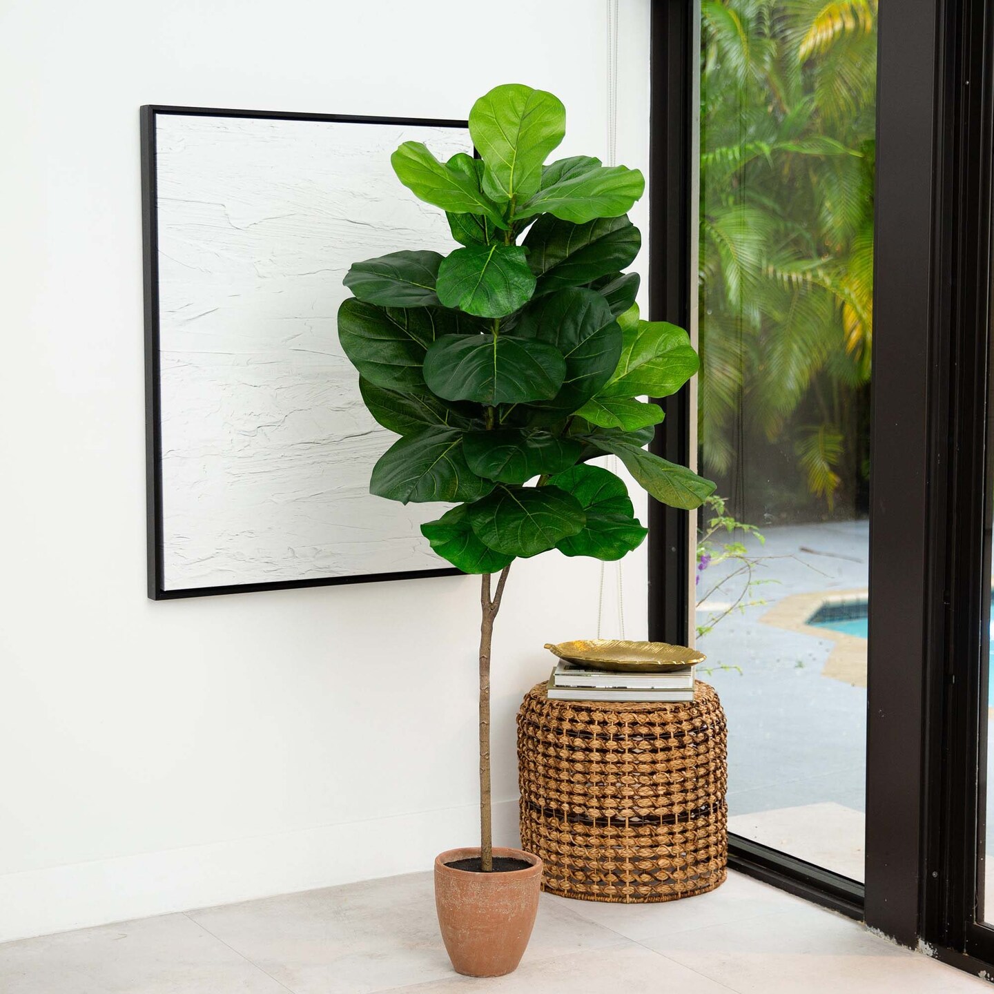 Nearly Natural Potted Fiddle Leaf Fig Artificial Tree - 6&#x27; - Green