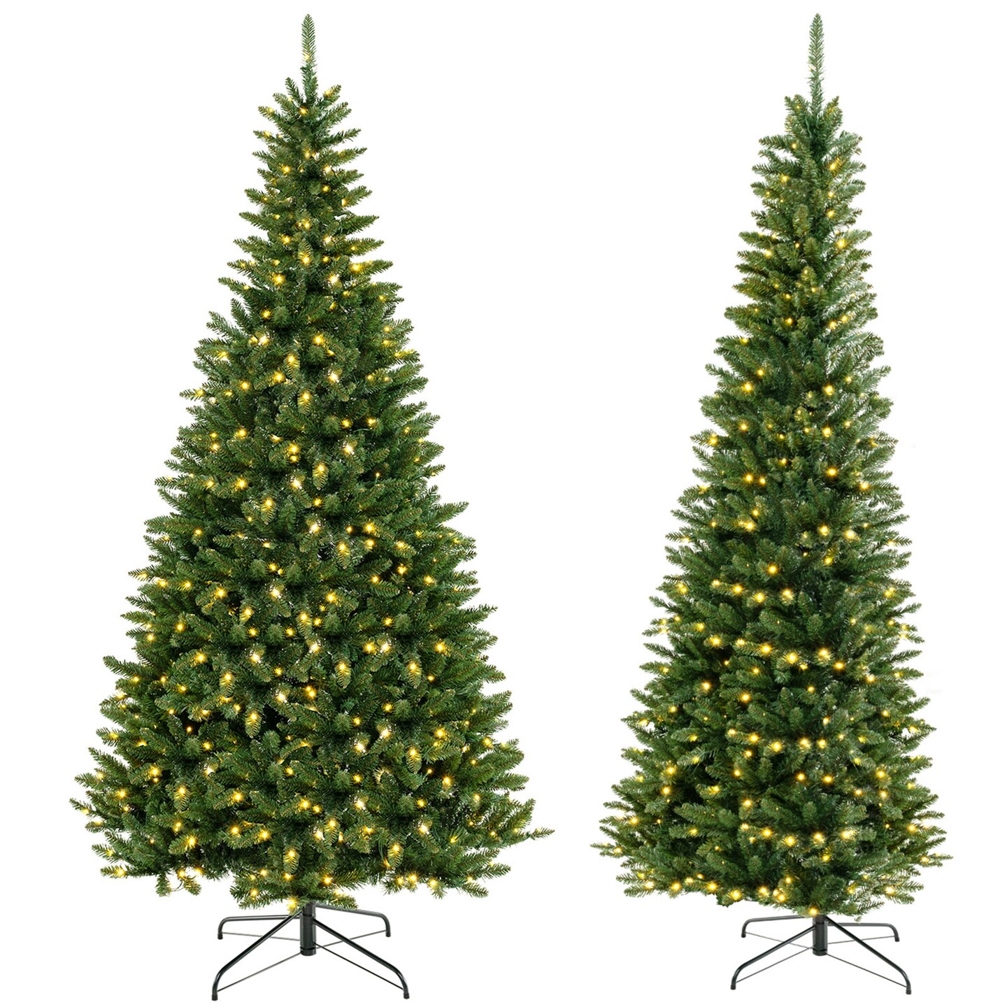 Costway 8 FT Pre-Lit Artificial Christmas Tree with 360 Warm White LED Lights Metal Stand