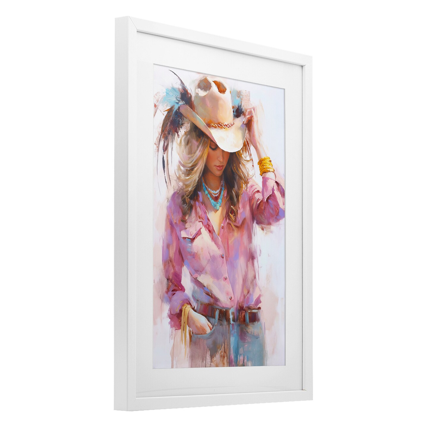 Stupell Industries Cowgirl Hat Reflections Framed Print Under Glass, design by Tina LeCour