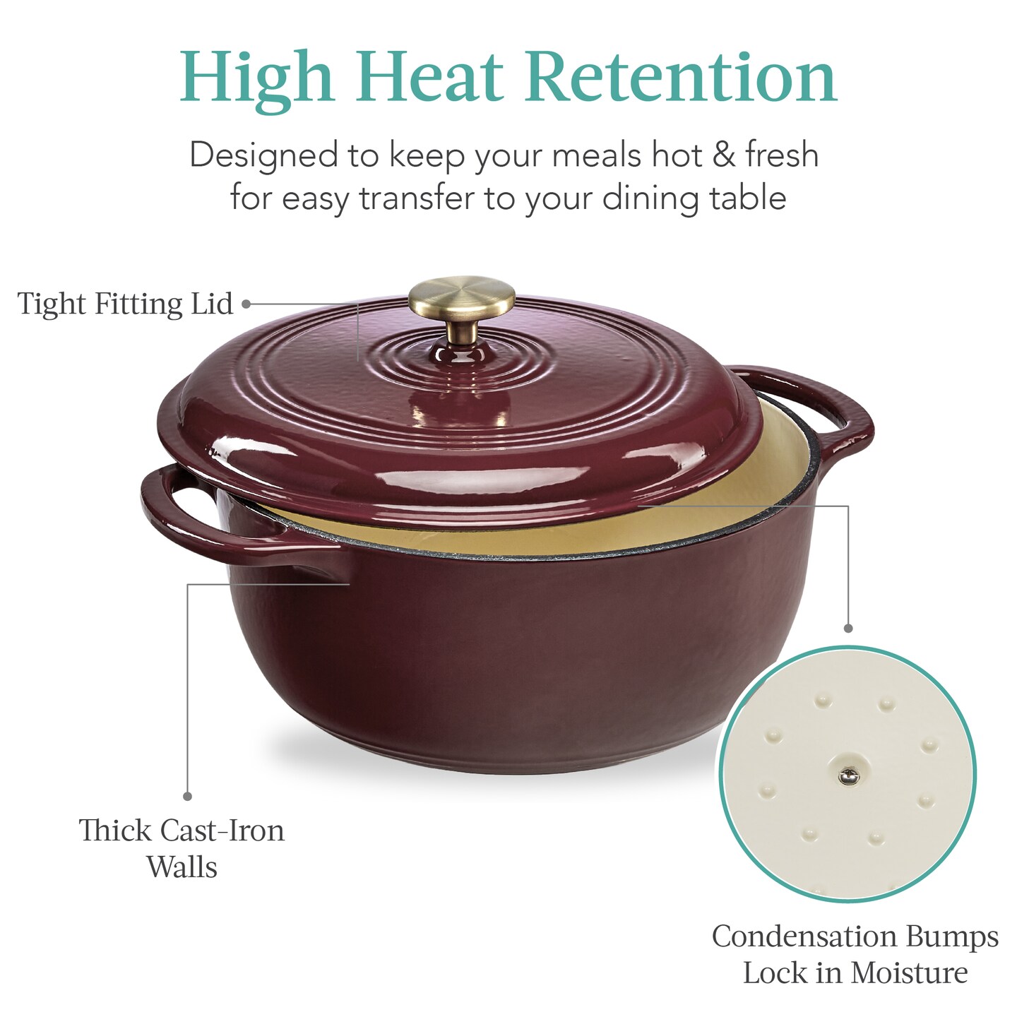 Best Choice Products 7.5 Quart Enamel Cast-Iron Dutch Oven, Heavy-Duty Cookware w/ Dual Handles, Lid