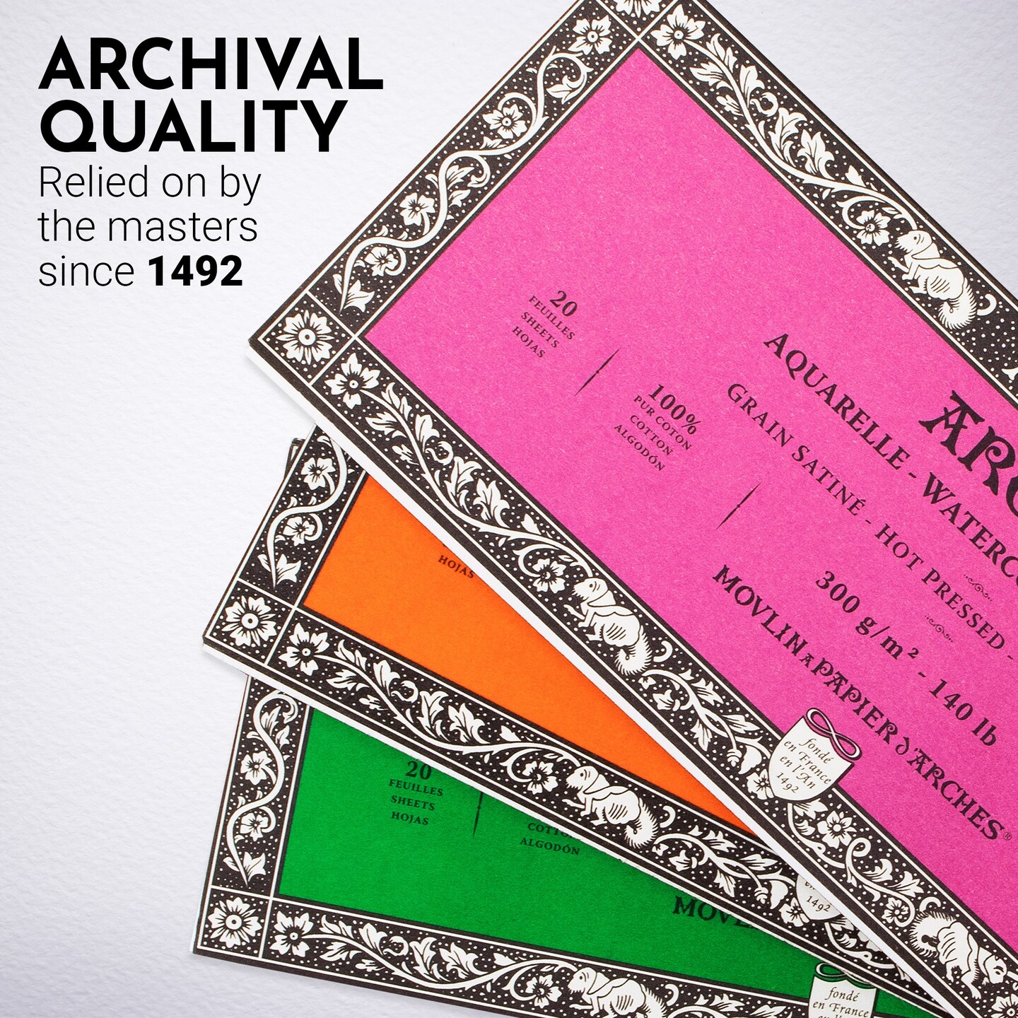 Arches Aquarelle Hot Pressed Watercolor Block 3.9"X9.8"- 140lb, 20 Sheets