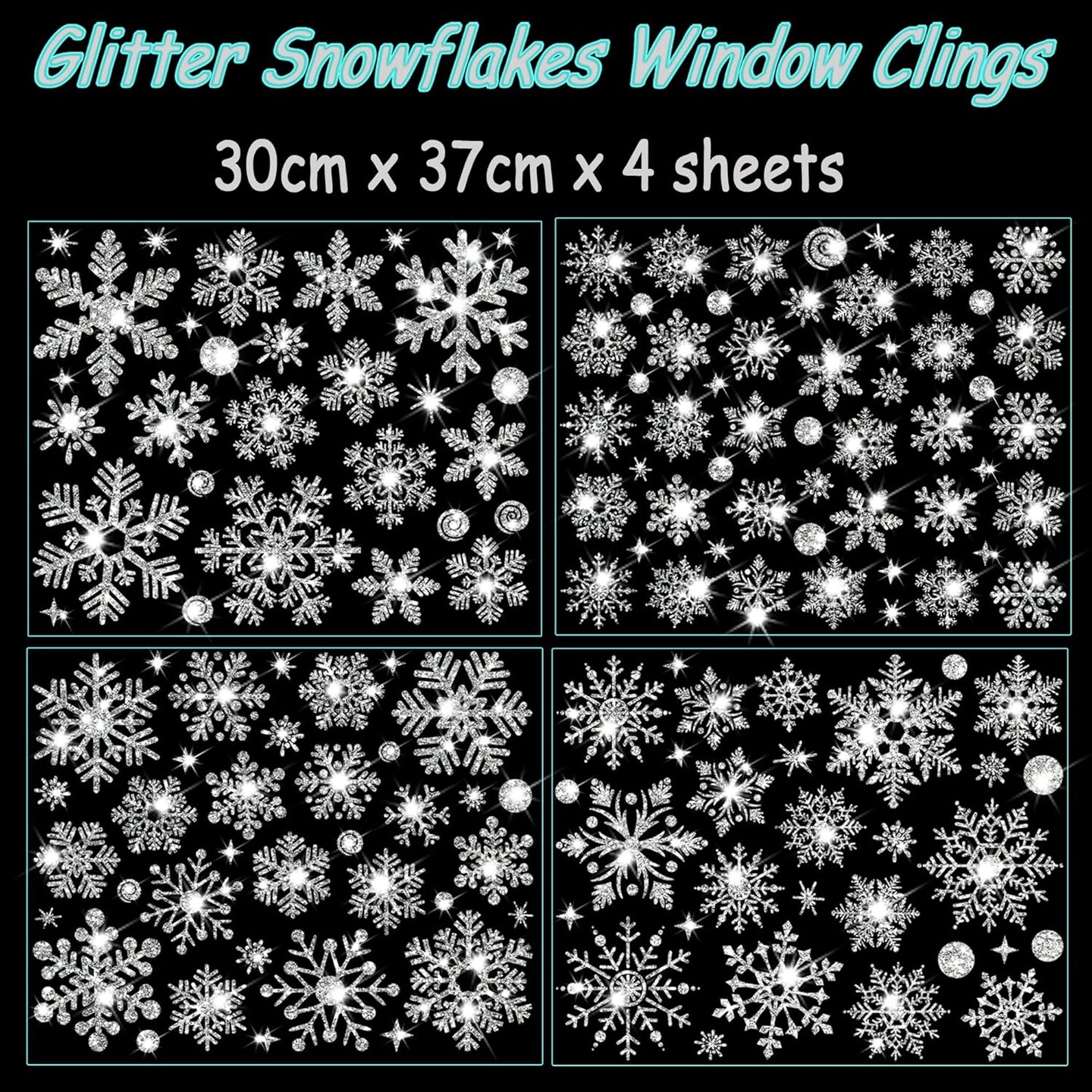 147PCS Glitter Snowflake Window Cling