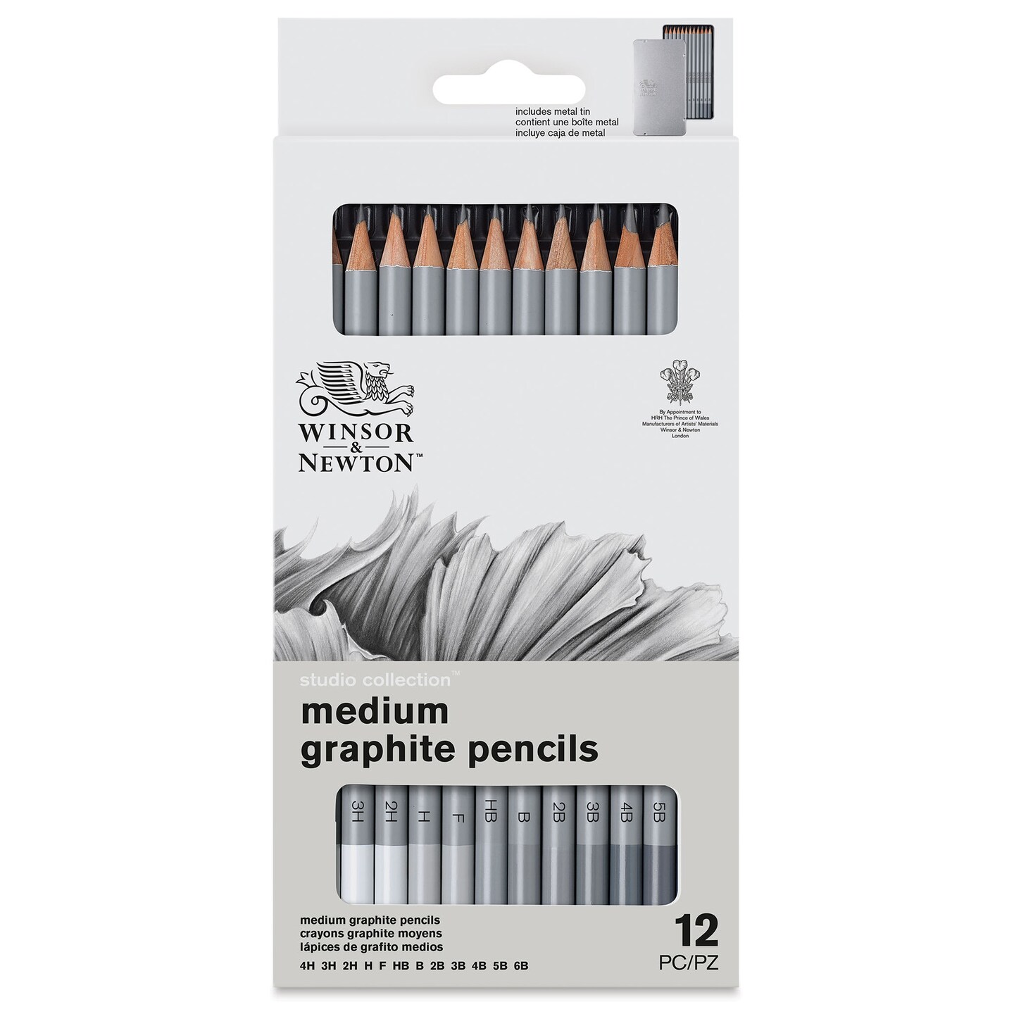 Winsor & Newton Studio Collection Graphite Pencils - Set of 12, Medium Hardness