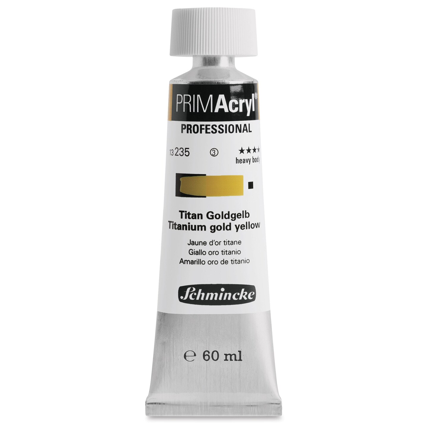 Schmincke Primacryl Professional Acrylic Paint - Titanium Gold Yellow, 60 ml Tube