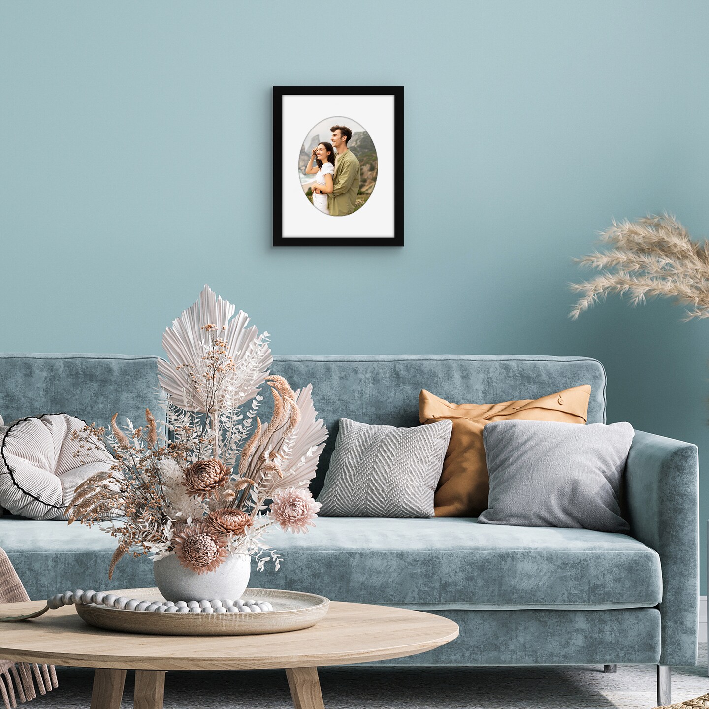 Americanflat Picture Frame with Oval-Shaped Mat - Ideal for Any Room, Living Rooms, Dorm Room