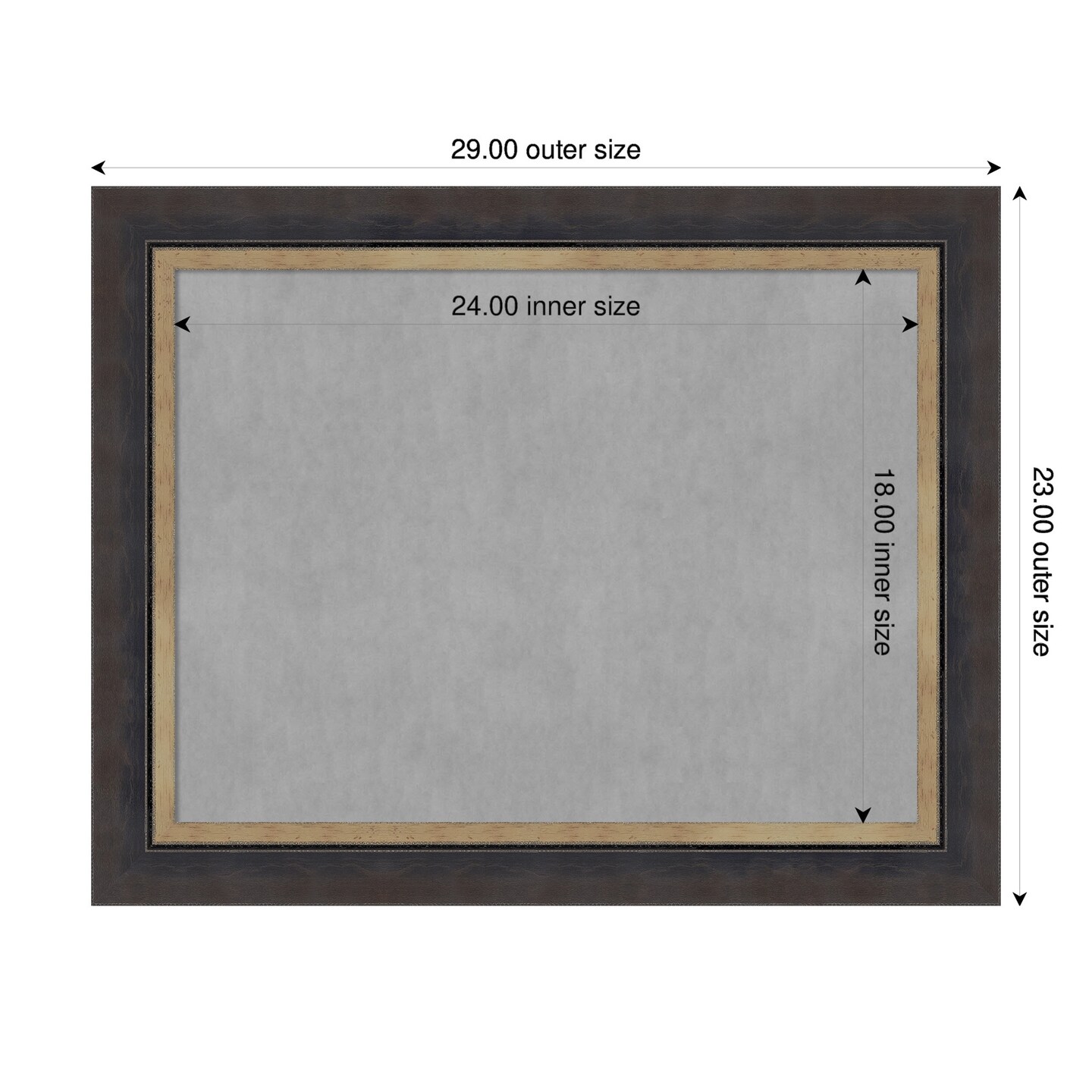Hammered Charcoal Tan Wood Framed Magnetic Board