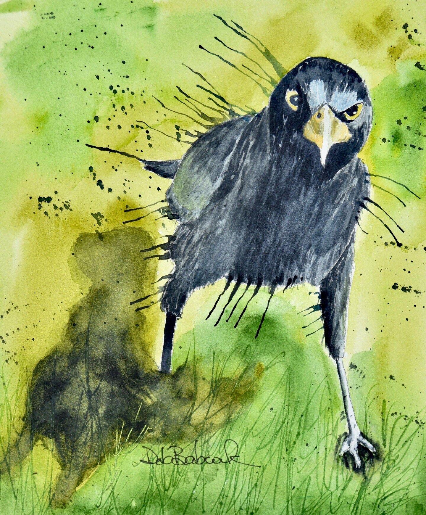 Angry Bird Original Painting. Crow Raven Blackbird Watercolor. product 7