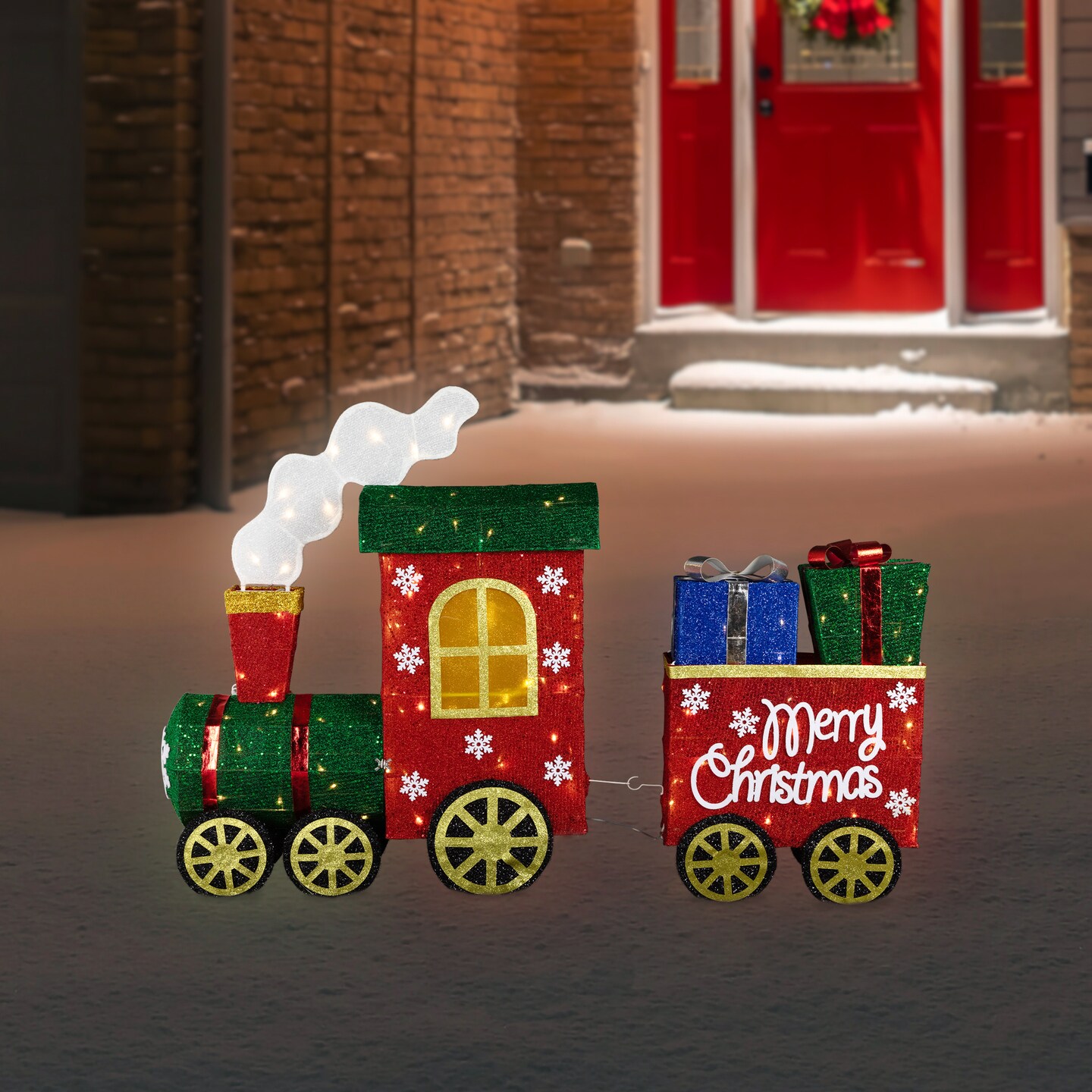 Northlight Lighted Train with Presents Outdoor Yard Decoration - 48" - Red - Warm White LED