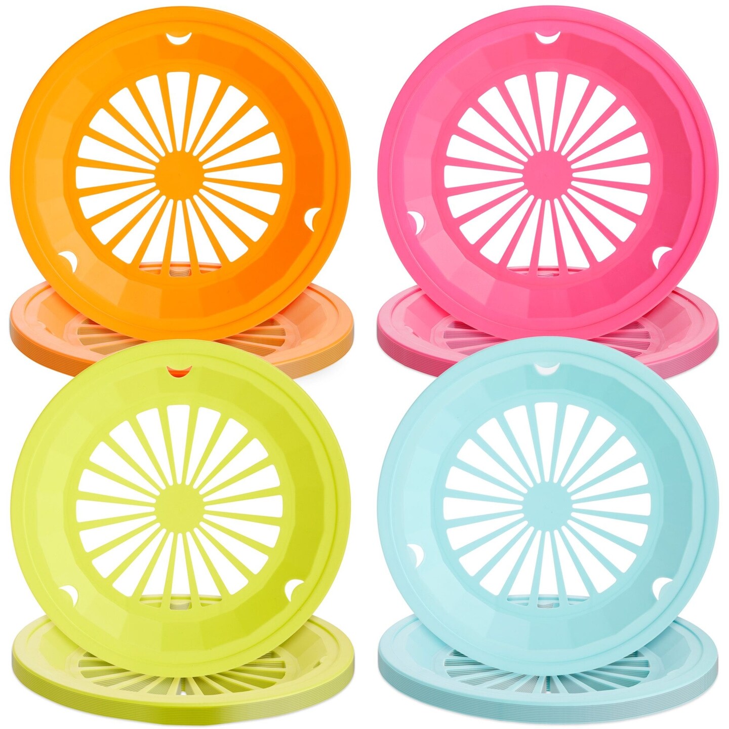 20 Pack 10 inch Reusable Plastic Paper Plate Holders, Heavy Duty Picnic Supplies, Holds 9&#x22; Party Plates, 4 Colors