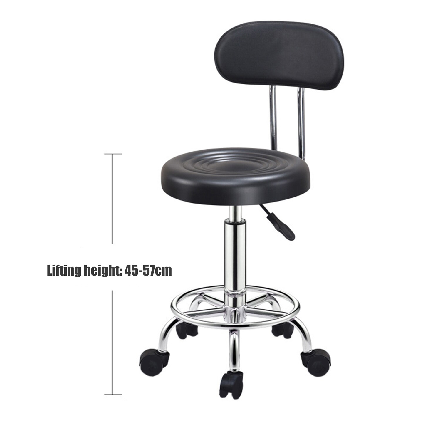 Height Adjustable High Backrest Bar Stool Rolling Swivel Round Makeup Chair Furniture