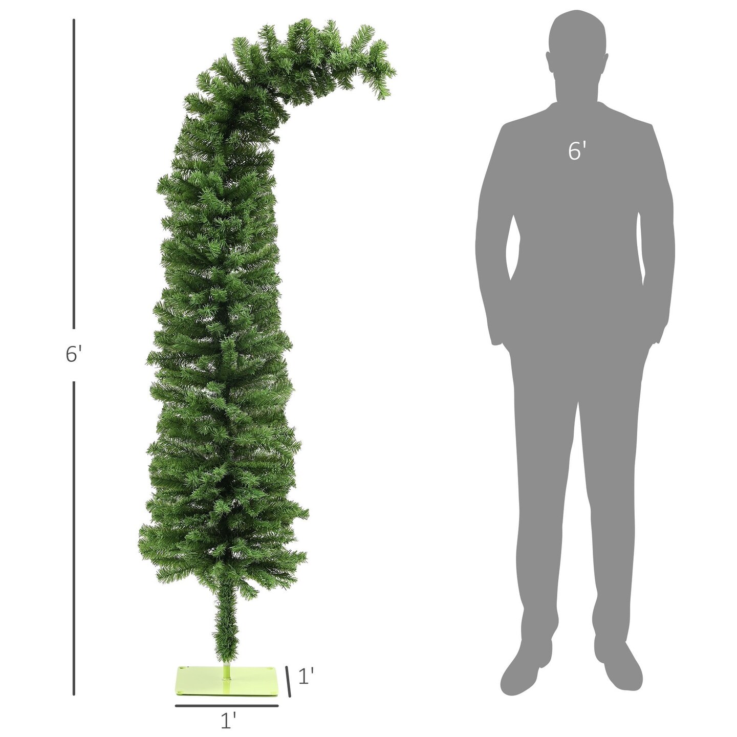 Edge Collections - 6' - Green - Whimsical Slim Christmas Tree for Holiday Decor - 1 Piece