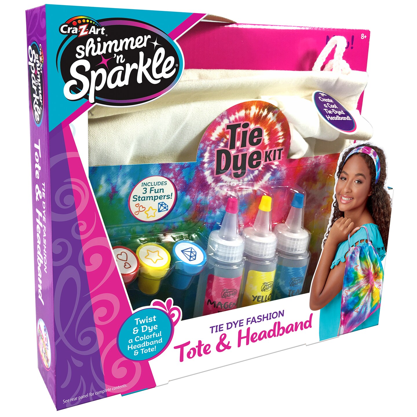Shimmer &#x2018;n Sparkle: Tie Dye Fashion Tote &#x26; Headband Craft Kit, Kids Ages 8+