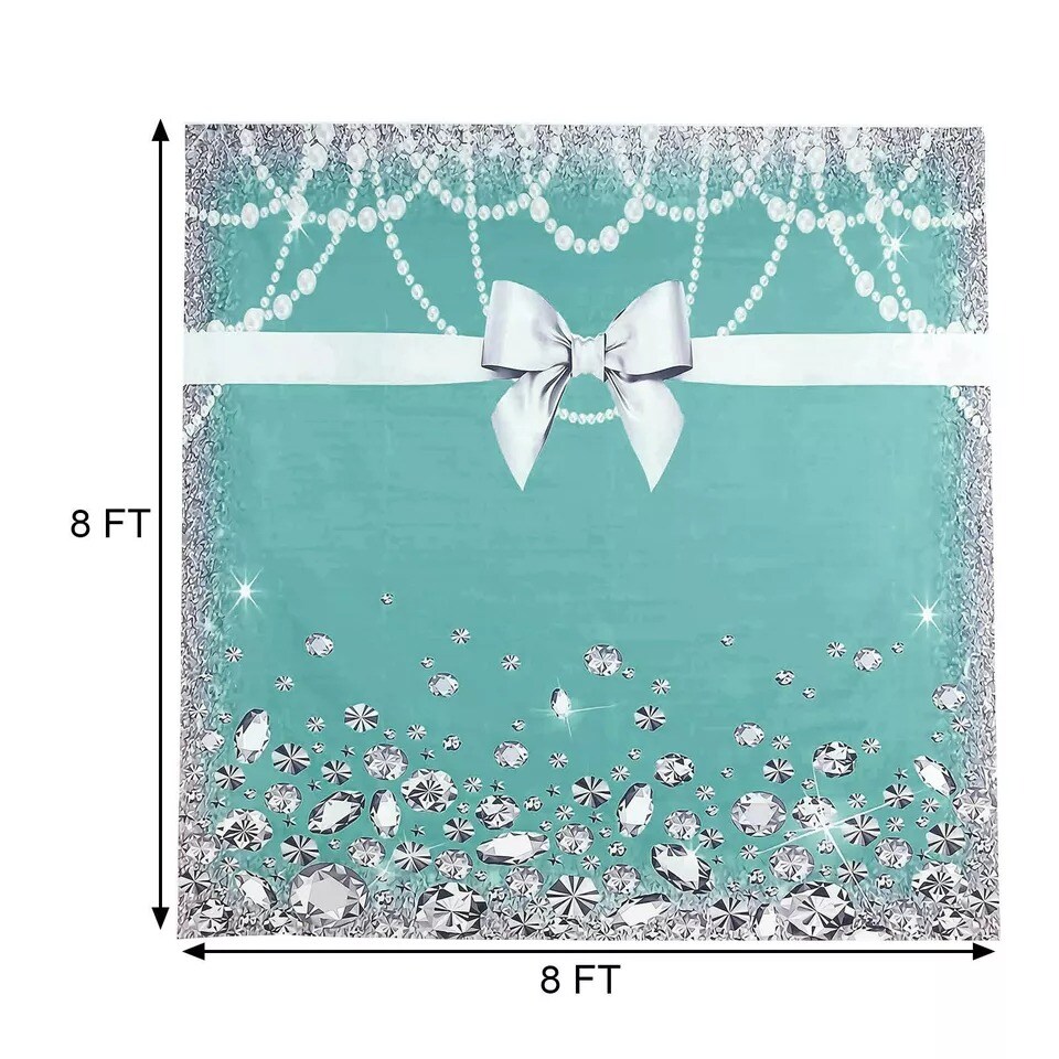 8 ft Diamond Bow Printed Vinyl Photo Backdrop Party Banner Events Decorations