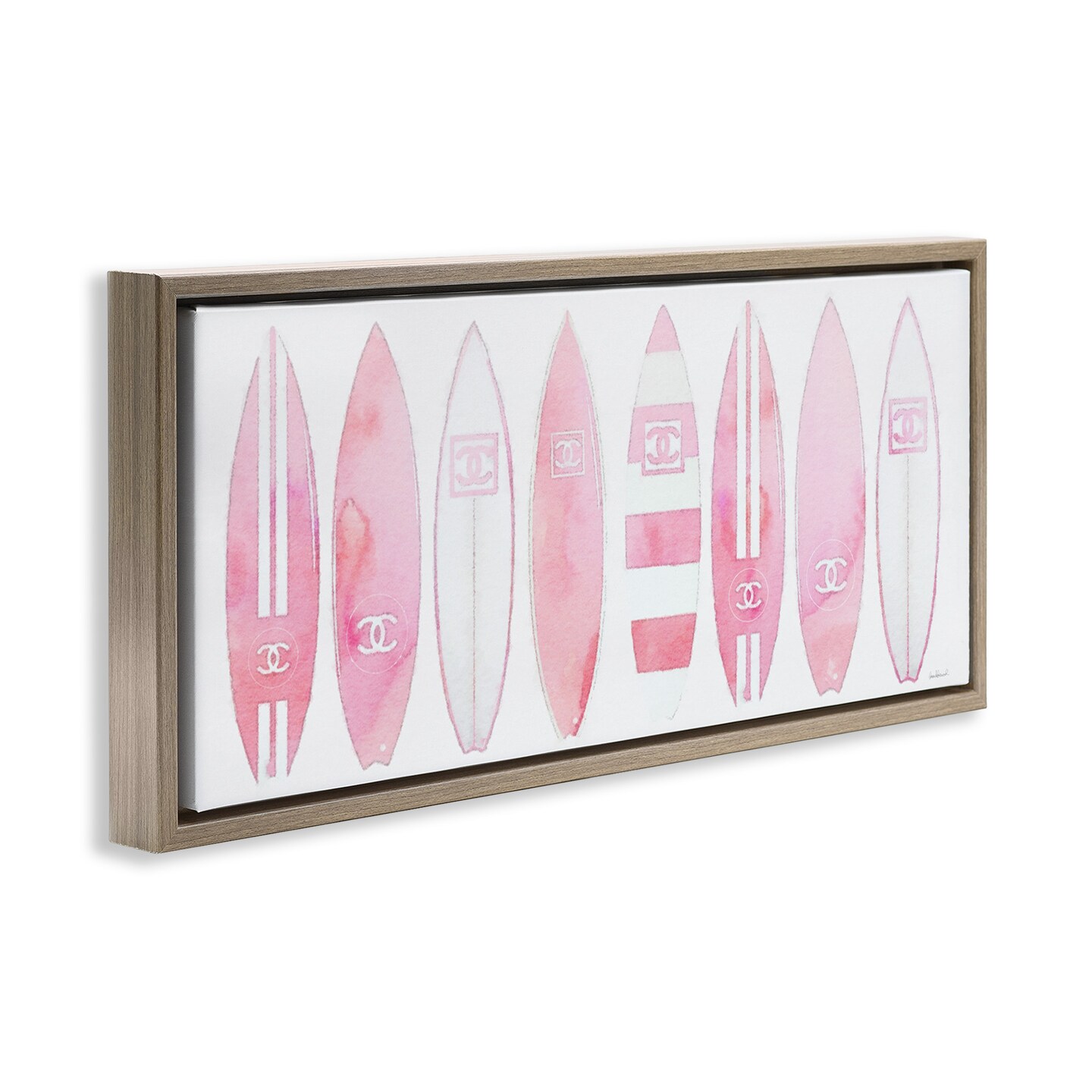 Stupell Industries Nautical Glam Fashion Surfboards Framed Floater Canvas Wall Art