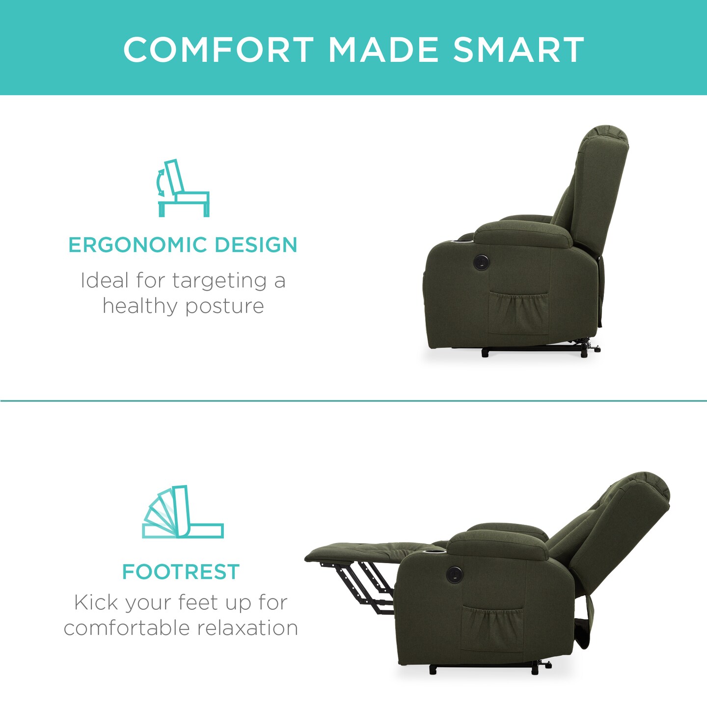 Best Choice Products Electric Power Lift Linen Recliner Massage Chair Furniture w/ USB Port, Heat, Cupholders