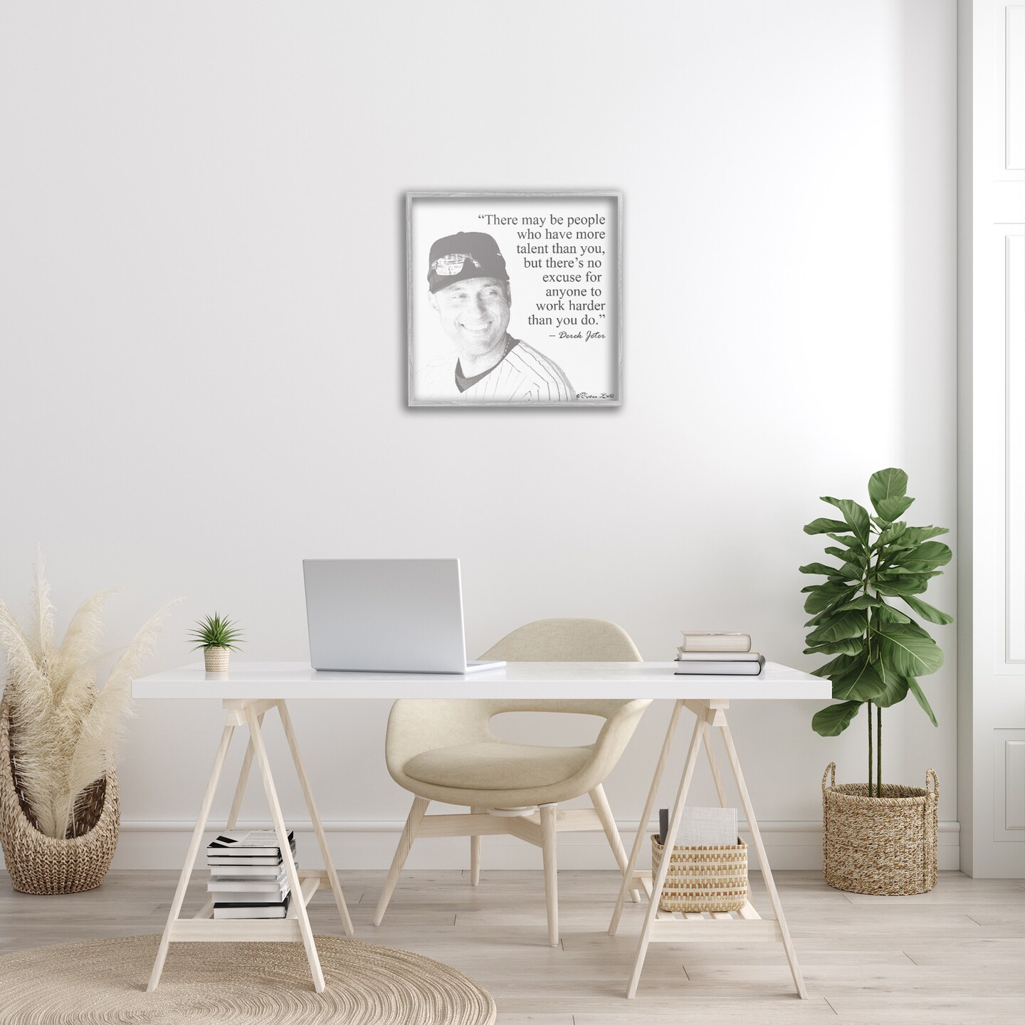Stupell Industries Work Hard Derek Jeter Quote Framed Giclee Art