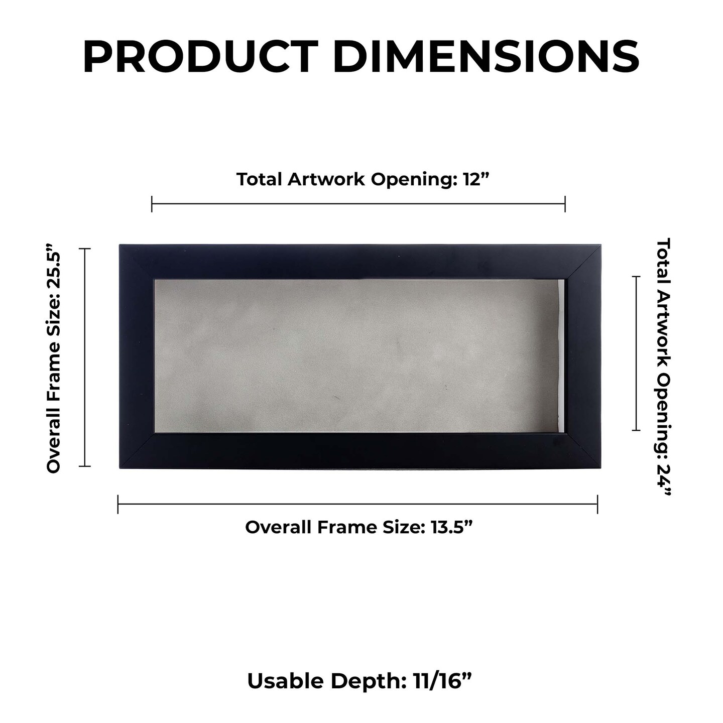 Classic Black Wood Shadown Box Frame with Acrylic Front - Light Brown Suede Backing, 30 Sizes